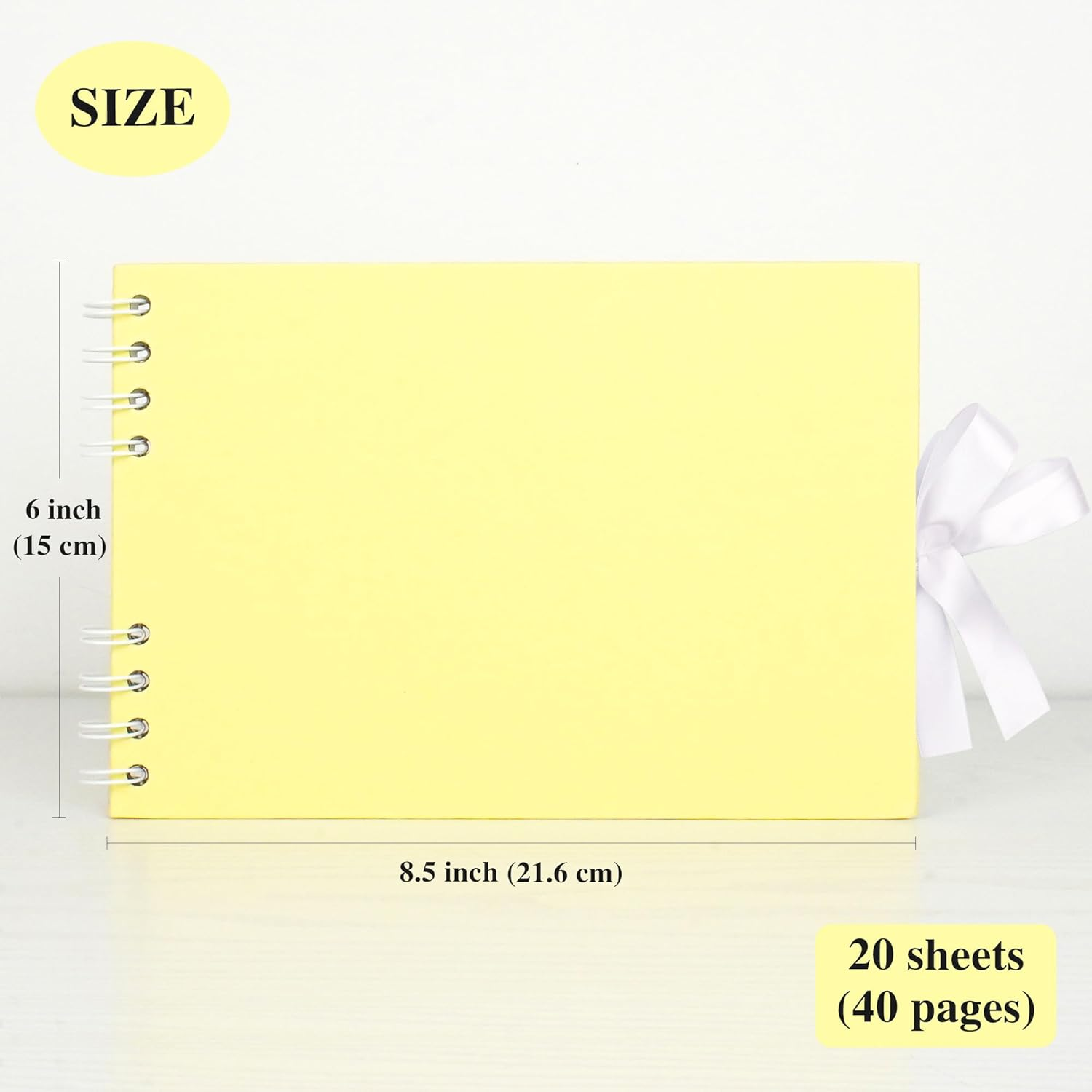Scrapbook Album Photo Book with 20 Sheets White Pages 8.5X6 Inch Scrapbooking with Corner Stickers for Wedding Baby Shower Birthday Travelling, Yellow image number 5