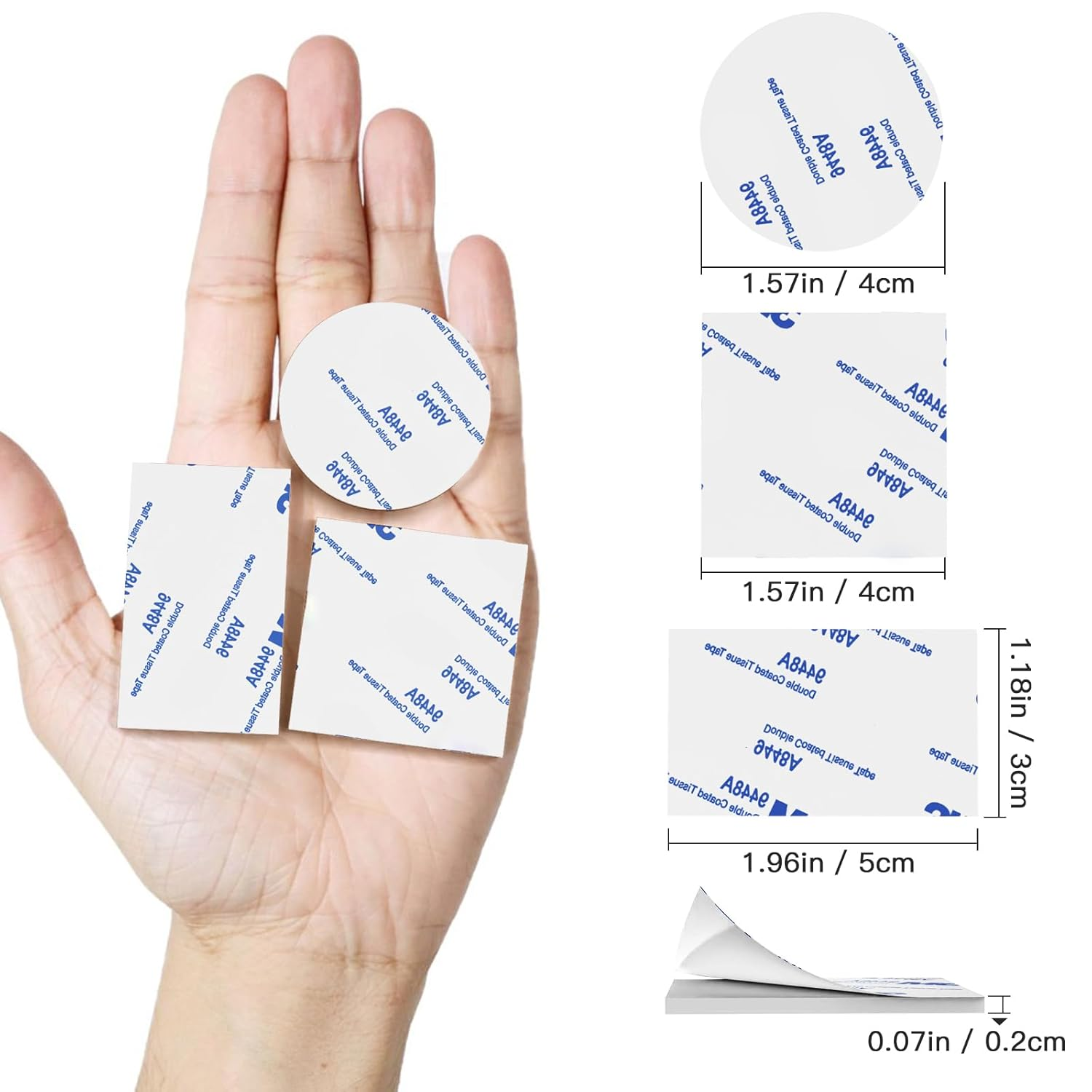 60PCS Heavy Duty Double Sided Adhesive Pads - Foam Tape for Walls, Cars & Home Decor | No Residue, Waterproof Mounting Tape with Strong Hold (White) image number 5