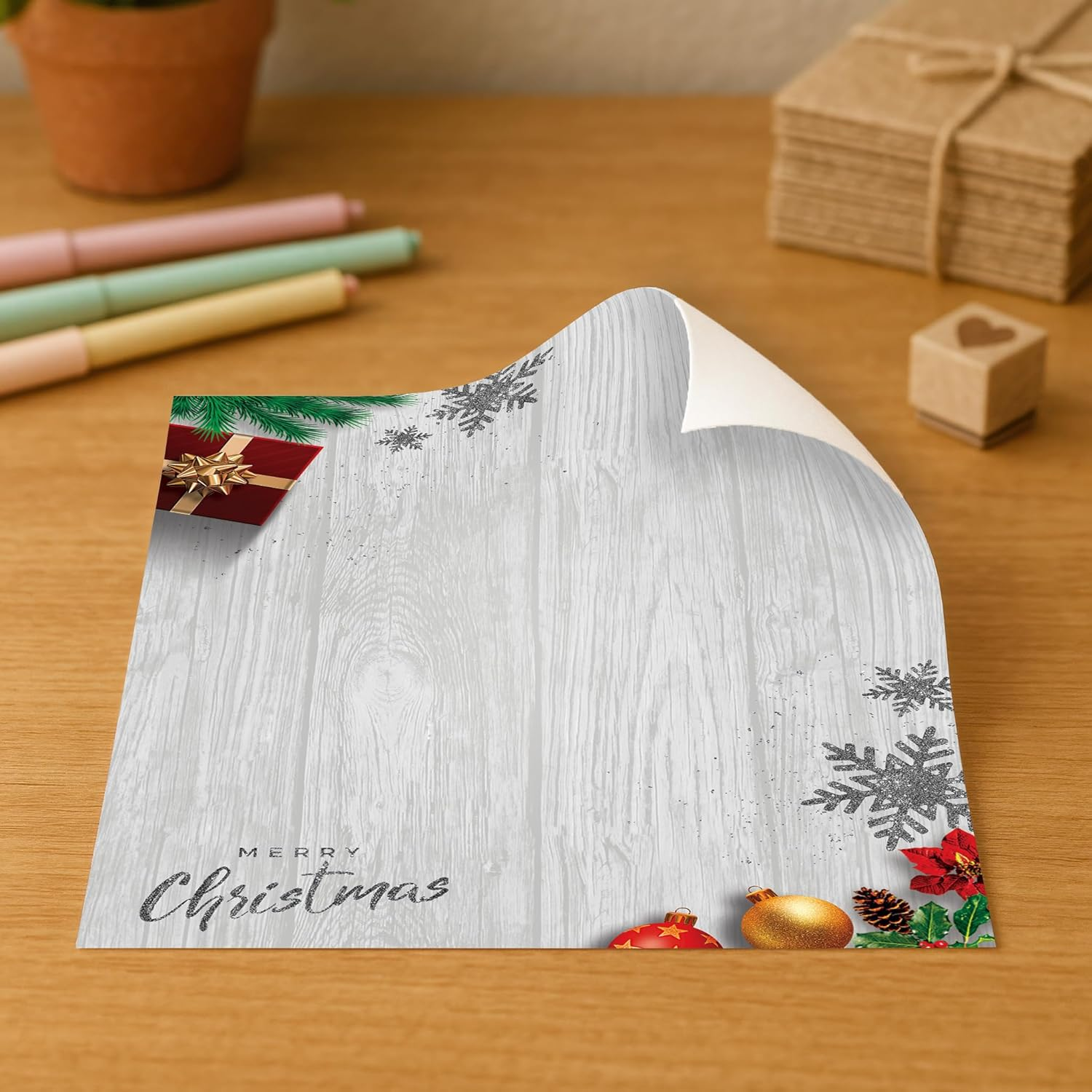 Silver, Gold and a Merry Christmas Stationery Paper - 80 Sheets of Letterhead for Winter & Holiday Events image number 5