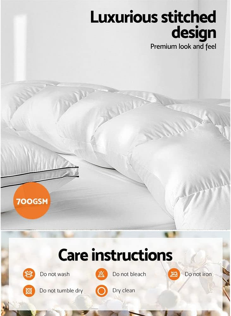 Giselle Bedding Goose Quilt Down, 700Gsm Queen Quilts Winter Blanket Duvet Comforter Feather Home Bedroom Bed Travel, Lightweight Breathable Soft Cotton Cover Baffle Construction White image number 1