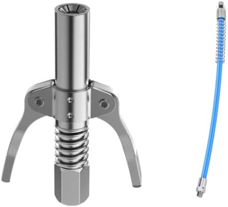 AIMALL Grease Gun Coupler, Heavy-Duty Quick Lock Double Handle Leak-Free Grease Coupler Tool, 10000 PSI Quick Lock & Release Grease Coupler with Spring Flex Hose image number 4