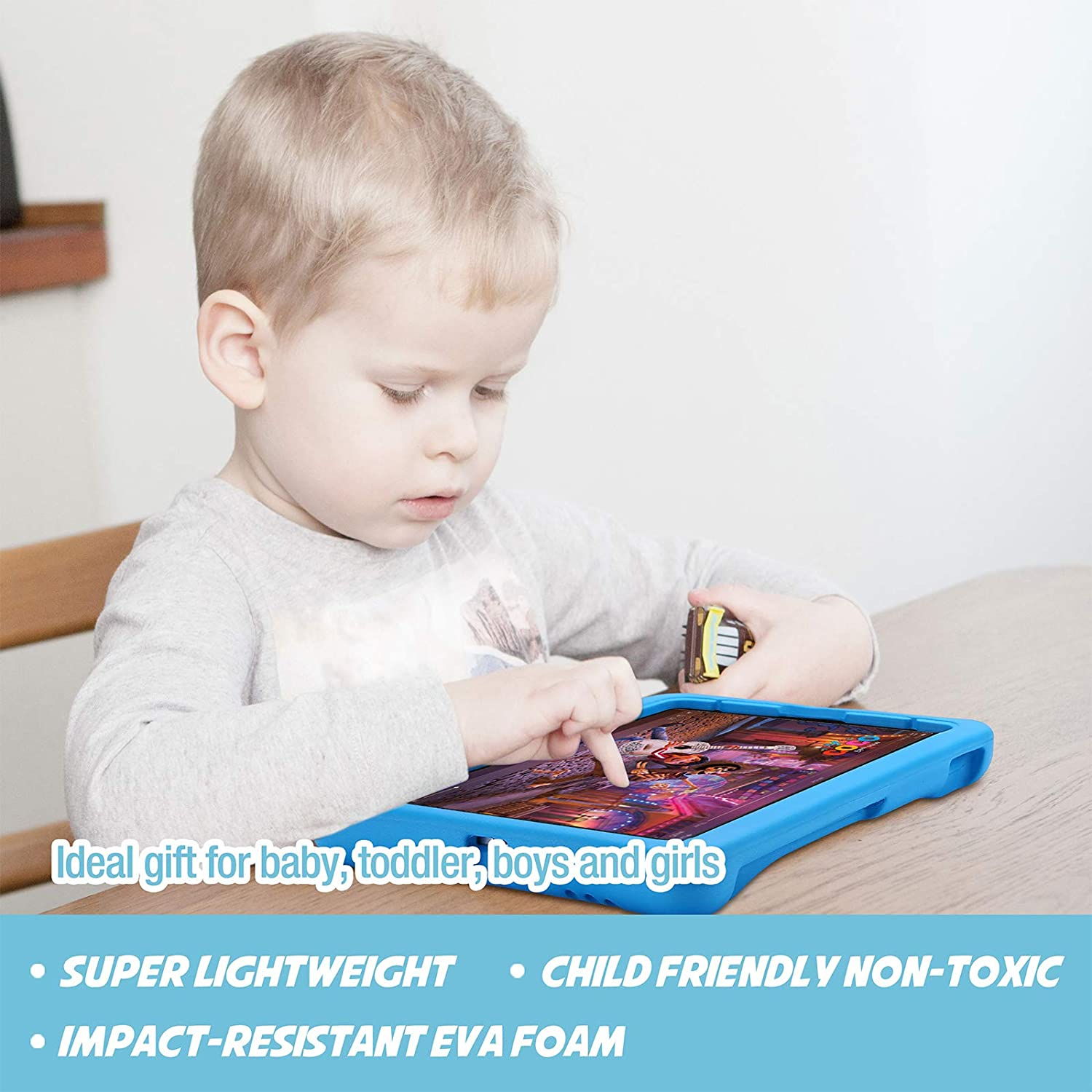 Procase Kids Case for Ipad Air 10.9" 5Th Gen 2022/4Th Gen 2020/Ipad Pro 11 2020/2018, Shockproof Rotate Handle Fold Stand Lightweight Kids Friendly Case &ndash;Blue