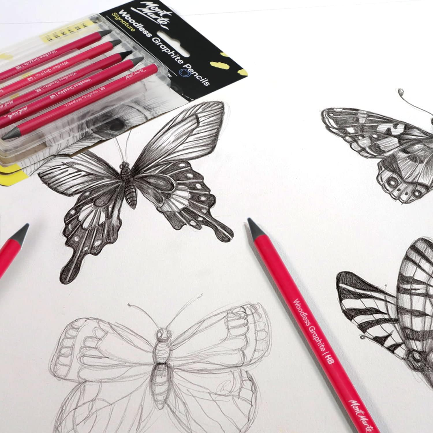 Mont Marte Woodless Graphite Pencils 6 Piece (HB, 2B, 4B, 6B, 8B and EE), Suitable for Sketching, Drawing and Shading image number 4
