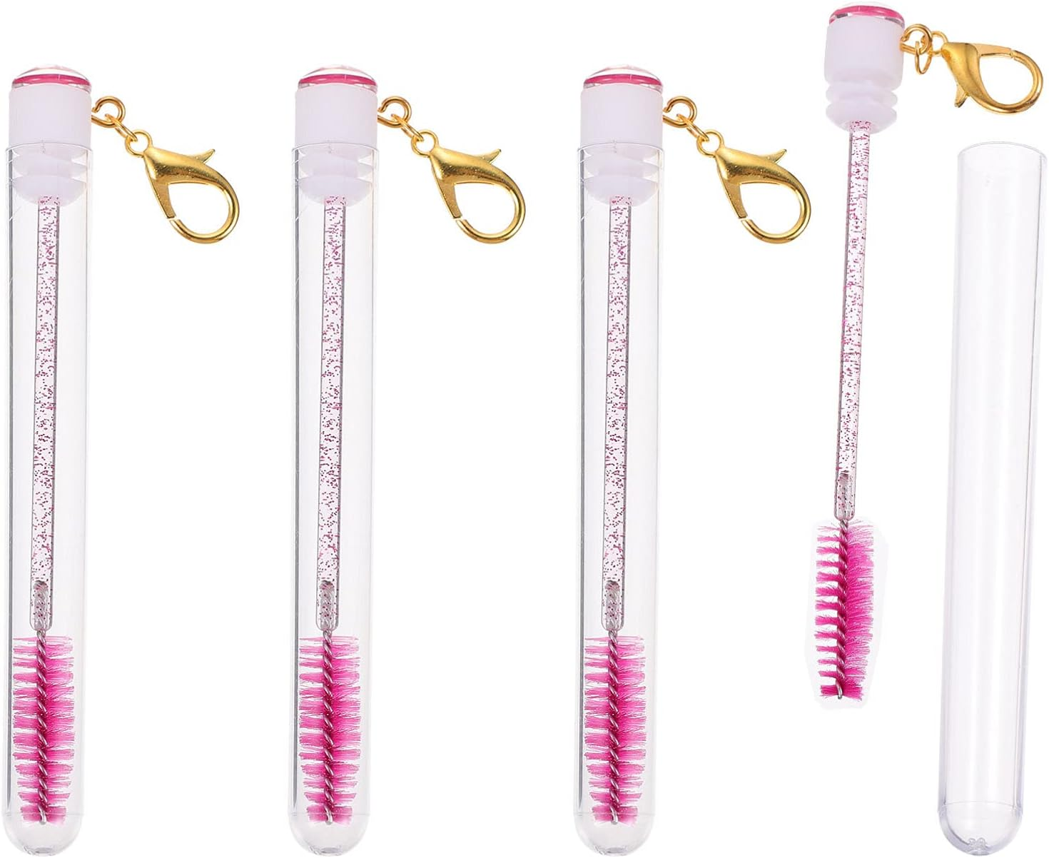 4Pcs Tube Mascara Brush Lash Brow Comb Mini Mascara Makeup Makeup Gadgets DIY Lash Wand Tubes Eye Extension Tool Empty Bottle Rosy Acrylic
