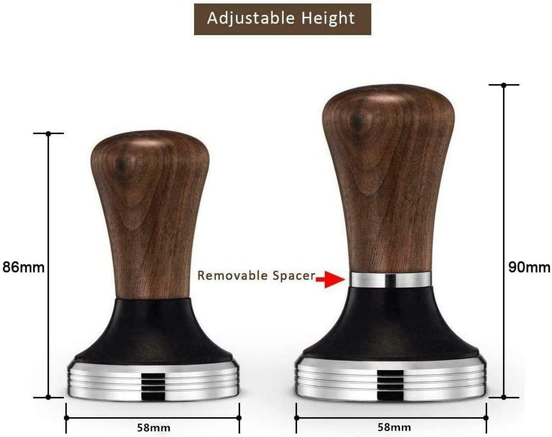Diguo Elegance Wooden Coffee Tamper. Flat Espresso Tamper for 58Mm Portafilter. Stainless Steel Flat with Height Adjustable Wooden Handle. Barista Espresso Tamper image number 5