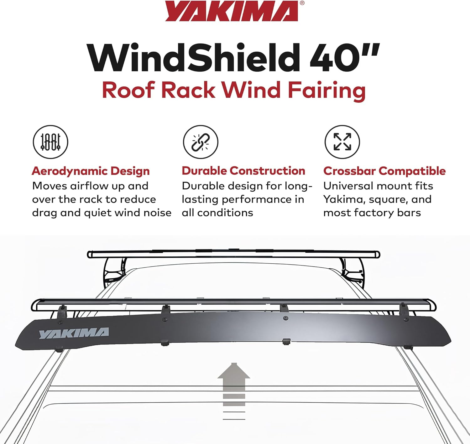 YAKIMA, Windshield Fairing for Roof Racks, Quiet Noise, Reduce Drag image number 6
