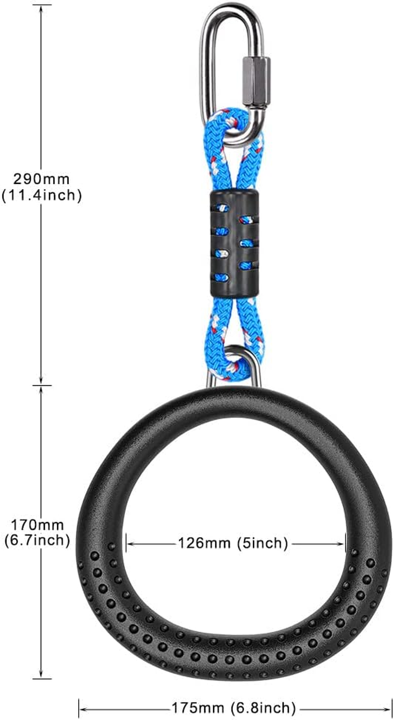 Dolibest 2 Pack of Ninja Gymnastic Rings, Monkey Ring Outdoor Backyard Ninja Accessories Set, Obstacle Course for Training,1000Lb Capacity(Black) image number 1