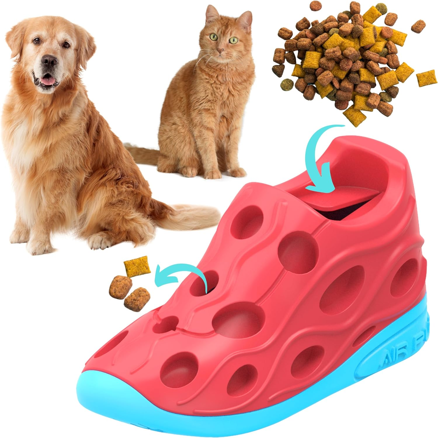 Dog and Cat Slow Feeder Interactive Puzzle Toy, Treat Dispenser,Durable Rubber Sneaker, Silent Ultrasound Squeaky Toy, Dog Chew Toy for Aggressive Chewers, Teeth Cleaner. image number 2