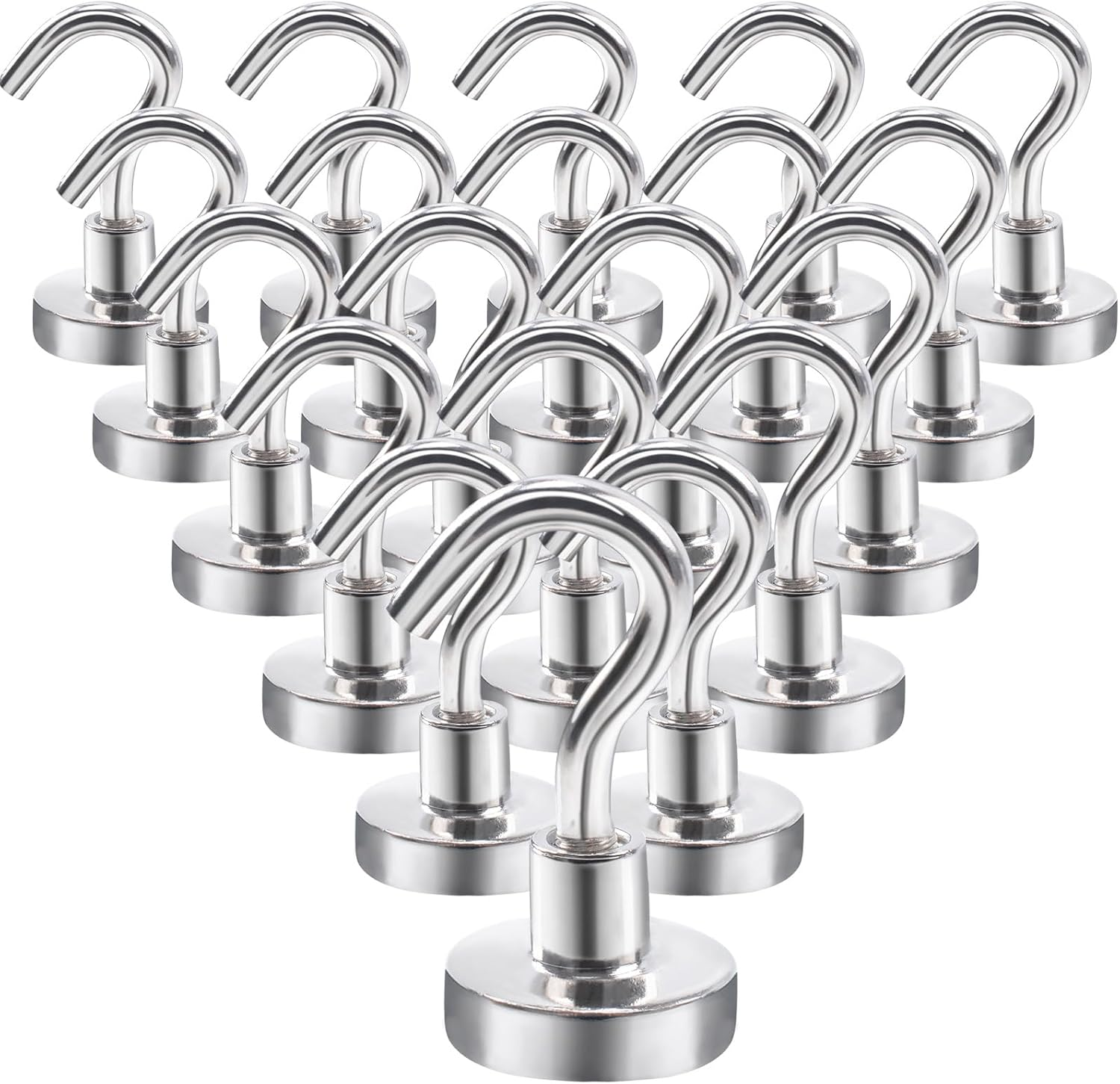 MIN CI 20Pack Magnetic Hooks Cruise Heavy Duty, 25LBS Strong Neodymium Metal Magnets Hook for Hanging Cruise Ship Camping Grill Kitchen Fridge Garage Wall and Refrigerator,Silver,E16Mm-20Pack image number 5