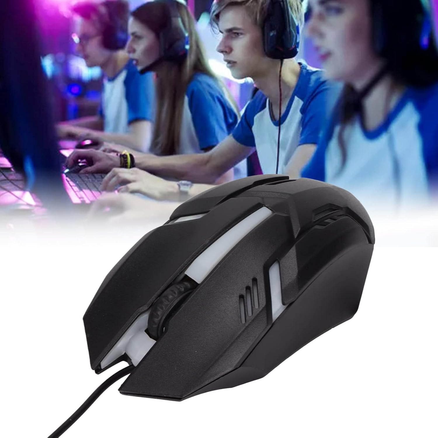 RGB Gaming Mouse, 1600 DPI USB Wired Computer Mice, 3D Scroll Wheel, Adjustable DPI, Ergonomic Gamer Mouse for for 8, for 7, for Vista or for XP (Black) image number 6