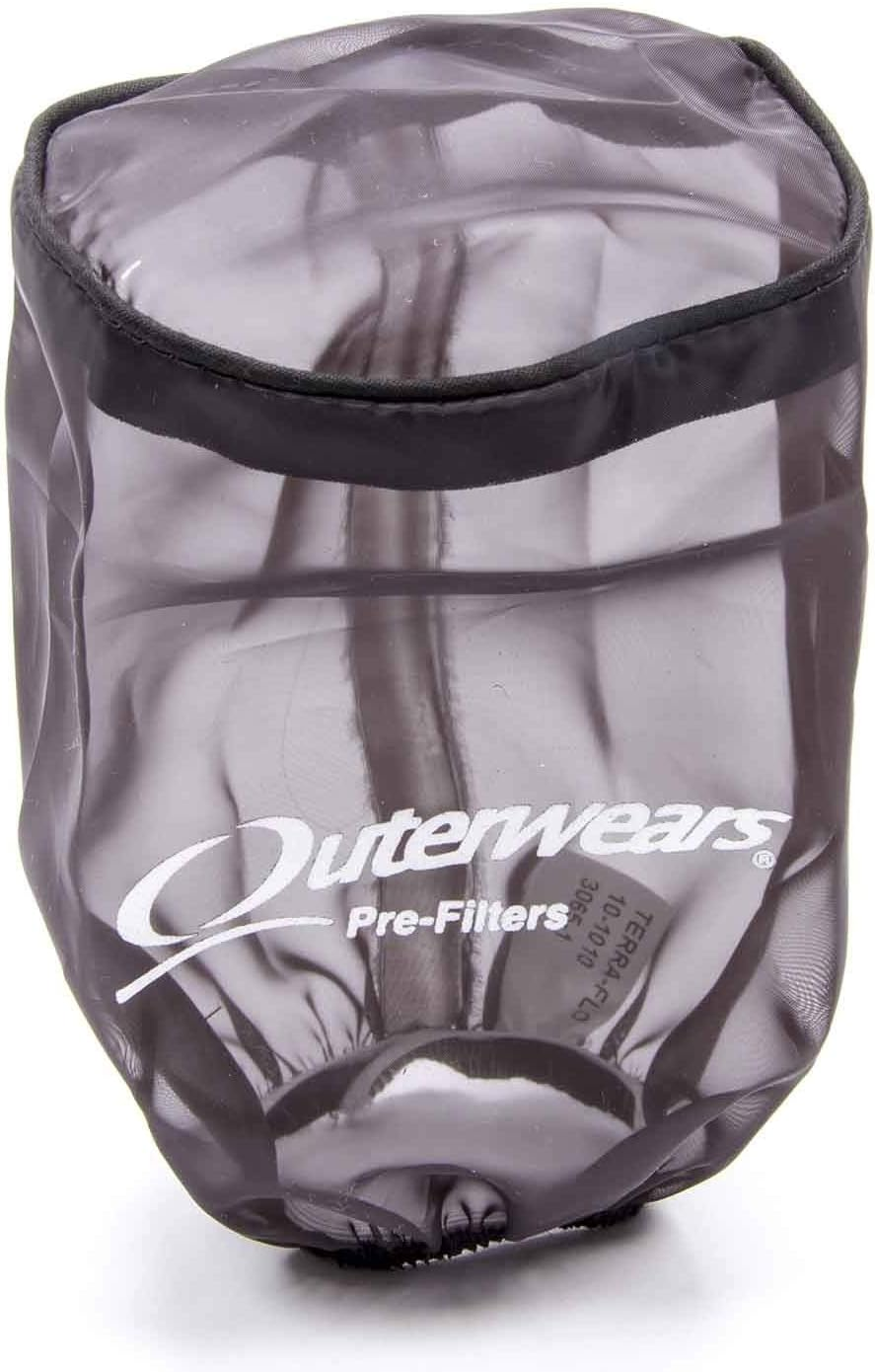 Outerwears Air Filter Wrap, Pre Filter, Round, 3.5 in Diameter, 6 in Tall, Top, Outerwears Logo, Polyester, Black, Each image number 1