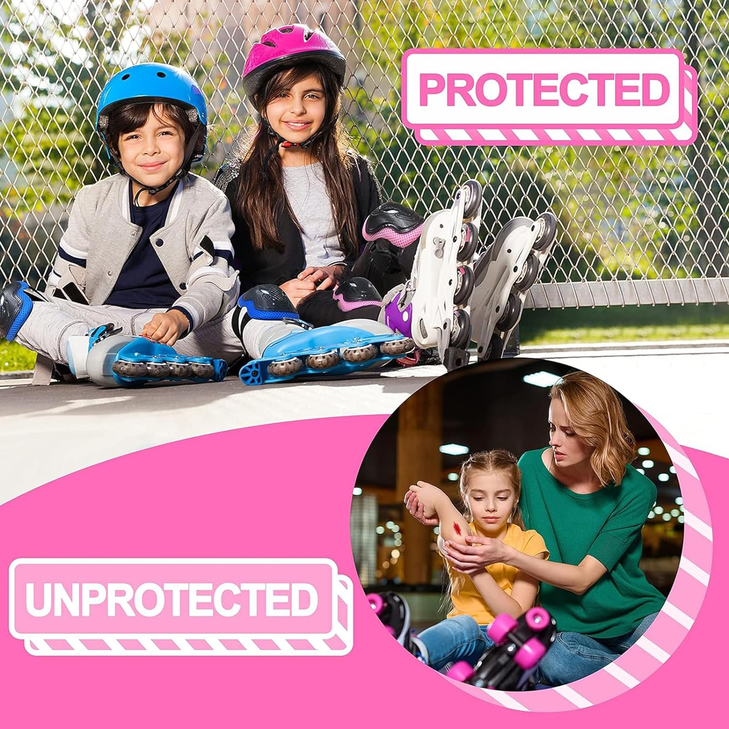 Knee Pads for Kids,Knee Pads for Kids Adjustable Protective Gear Set,Skating Protection Equipment Set for Skateboarding Skates,Suitable for Skateboards, Bicycles, and Rollers