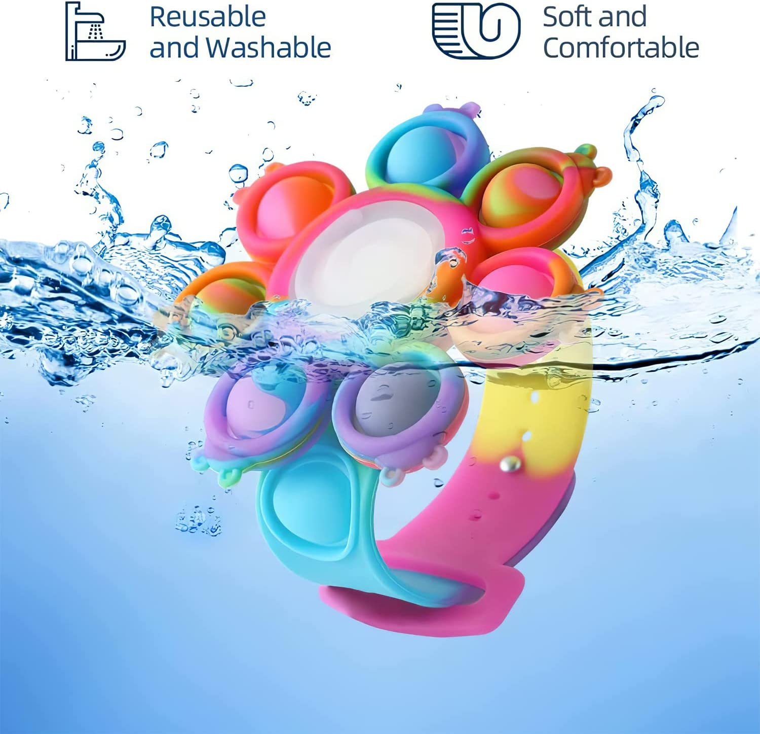 Pop Fidget Spinner Bracelet Toys,Silicone Pop Bubble Bracelet,Stress Relief Sensory Toys for Boys Girls image number 5