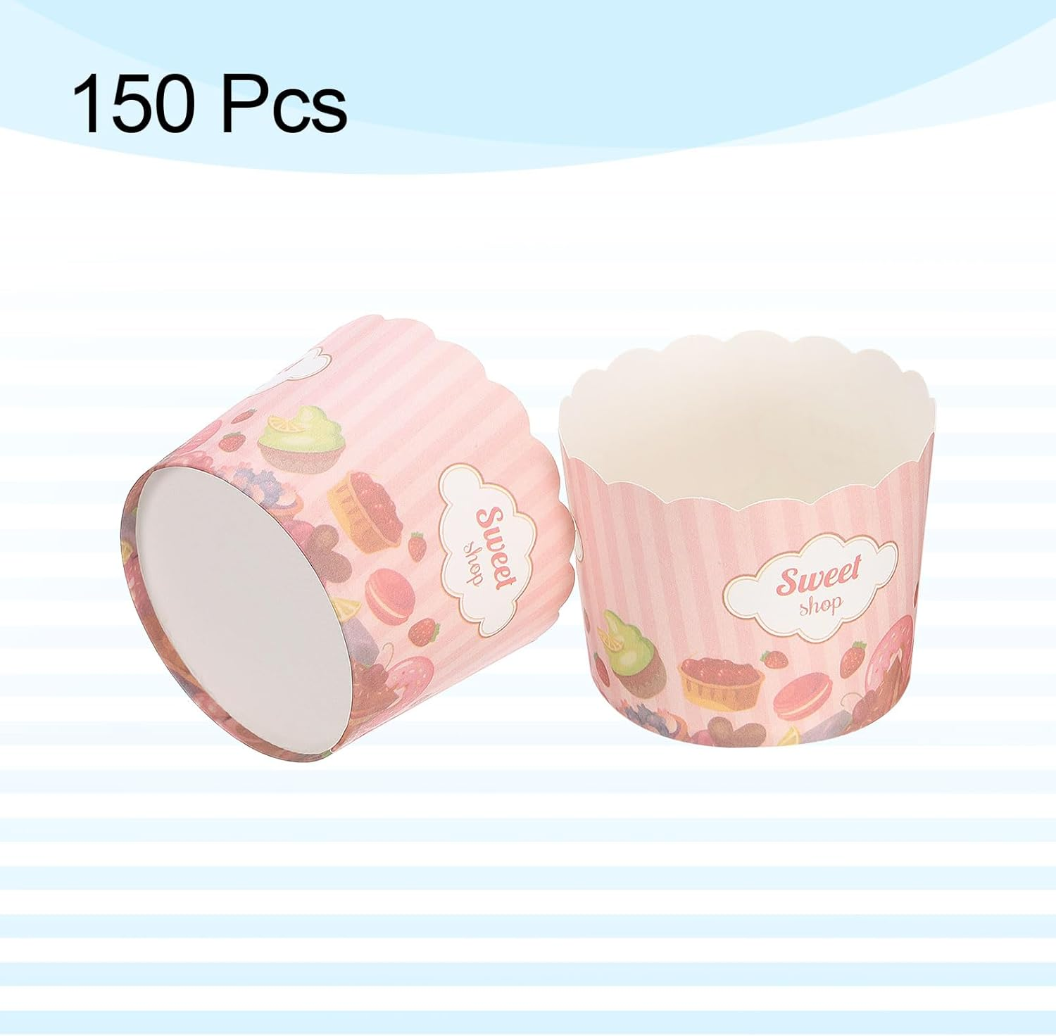 HARFINGTON 150Pcs Paper Baking Cups 6Oz Greaseproof Disposable Bulk Cupcake Muffins Liners Cases Wrappers for Wedding Birthday Graduation, Pink Sweet image number 1