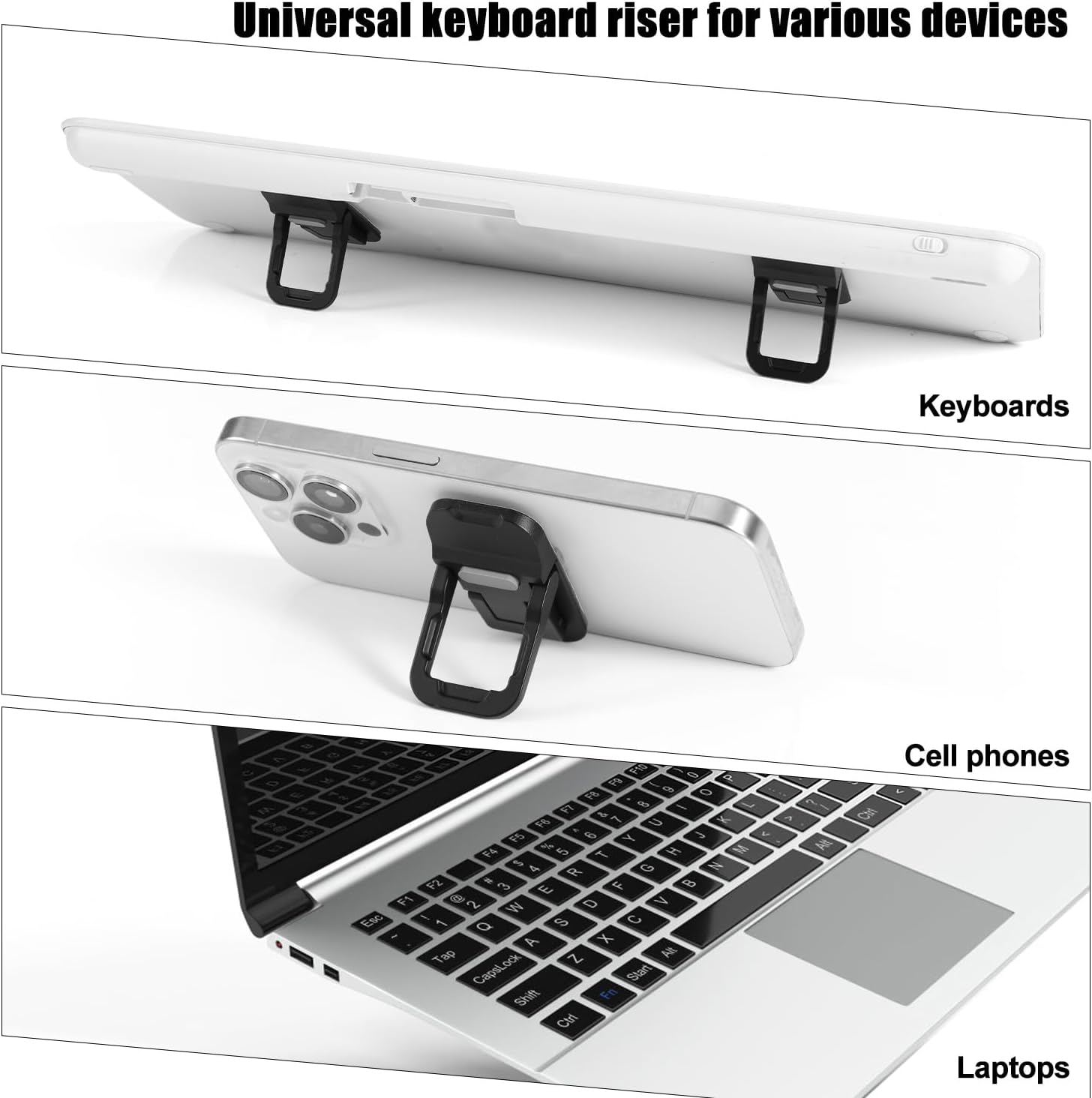 2Pcs Flip Computer Keyboard Stand for Desktop, Mini Computer Cooling Stand Invisible Heightened Dual Tilted Adjustable Keyboard Riser Ergonomic Office Desk Accessories for Notebook (Black) image number 1