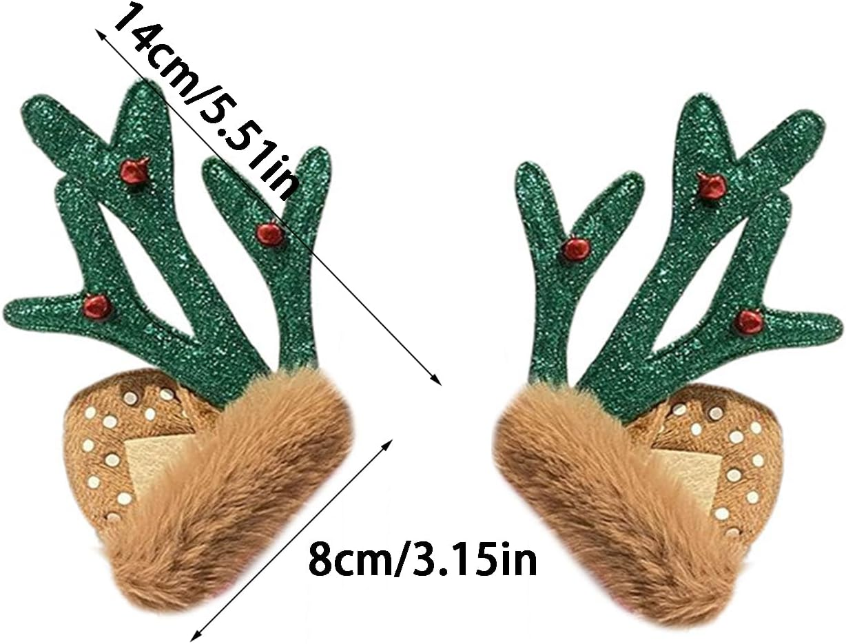 1 Pair Christmas Antler Motocycle Helmet Decor with Sticker Plush Fuzzy Cute Deer Ear Ski Helmet Accessory Decoration image number 2