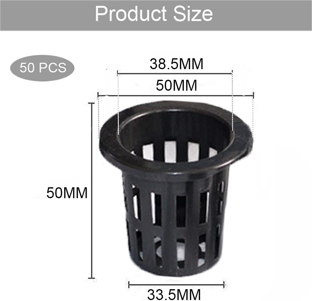 Net Pots 50 Packs Garden Mesh round Net Cups, Duty Wide Lip Bucket Basket Pot Cups Plant Cups for Hydroponic Systems Aquaponics image number 1