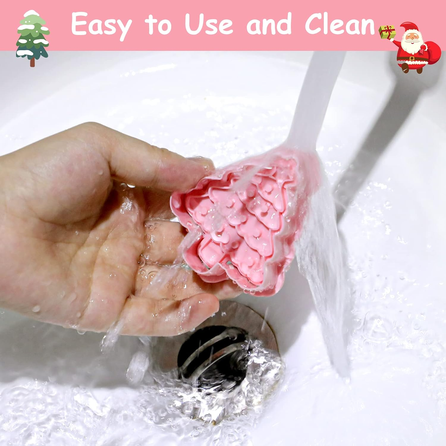 Christmas Cookie Cutters, Pack of 8 Plastic Cookie Stamps, Christmas 3D Cookie Cutters for Motif Cakes, Cake Decoration, Biscuits, Baking, Kitchen Accessories image number 3