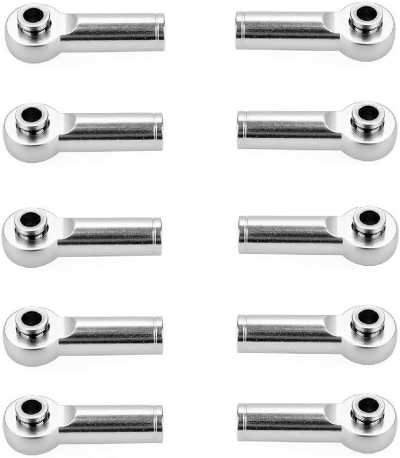 NUZAMAS 10Pcs M4 Thread Link Rod End Ball Head Holder Tie Rod Metal Tie Push Link Rod Joint for AXIAL SCX10 1/10 RC Car Model Accessory Sliver image number 6