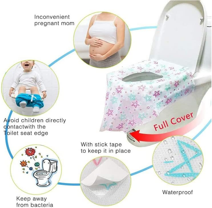 Disposable XL Training Toilet Seat Covers, 24 Pack, Individually Wrapped, Waterproof, Non-Slip image number 5
