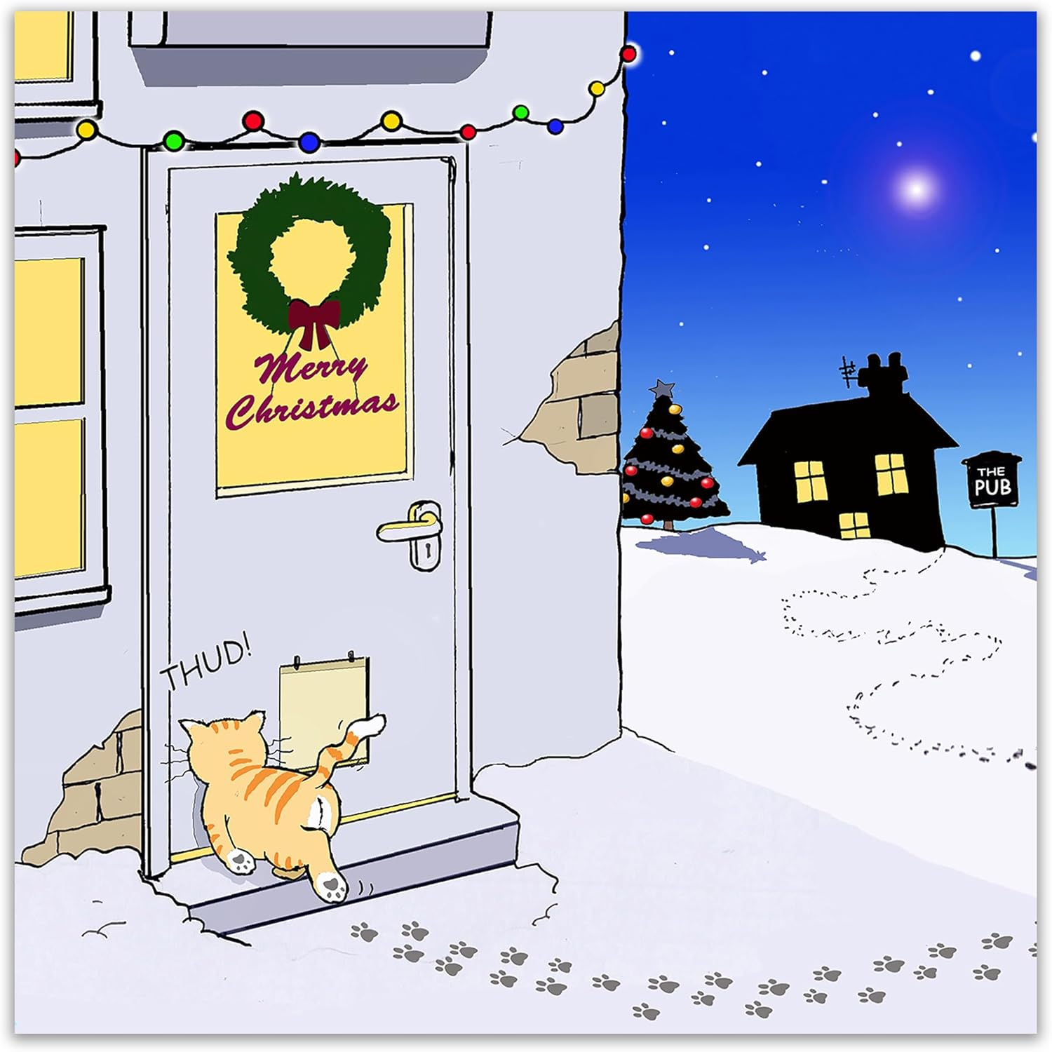 Twizler Merry Christmas Card with Drunk Cat - Funny Cat Christmas Card - Happy Christmas Card - Xmas Card - Funny Christmas Card - Womens Christmas Card - Female Christmas Card - Mens Christmas Card image number 4