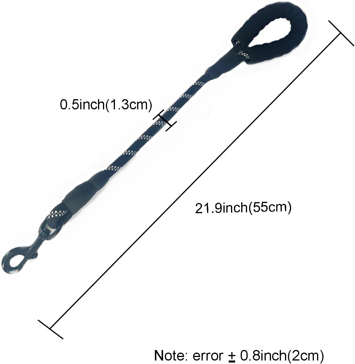 Easy Control with Short Dog Leash for Climbing Training Walking and Guiding Blind, 2 Feet Nylon Dog Leash, Strong Leash with Highly Reflective Threads for Medium Large Heavy Duty Dog Leads (Black) - Blue image number 3