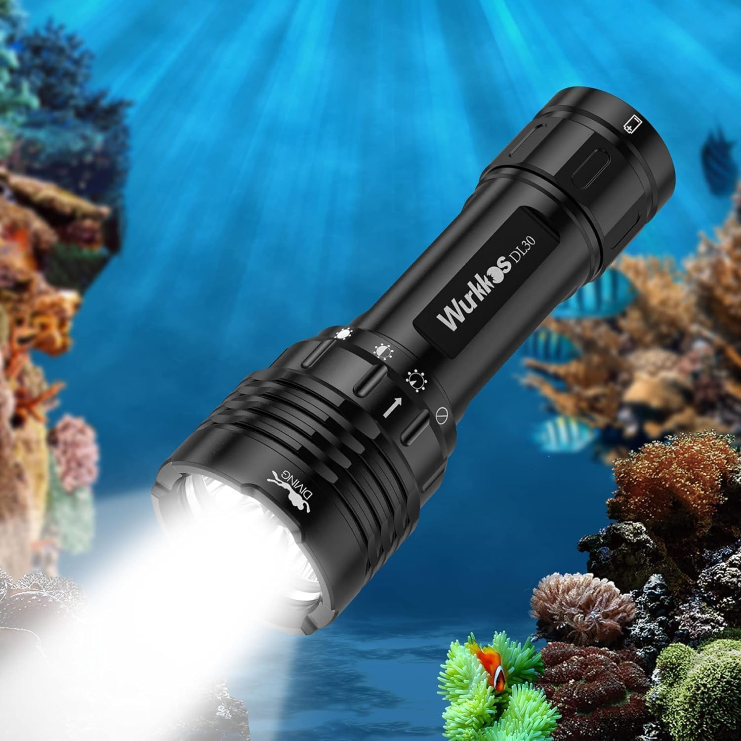 Wurkkos DL30 Diving Light, 3600 Lumens Rechargeable Underwater Torch, IPX8 Waterproof, 3 X CRI 90 LH351D LED with Charger image number 2