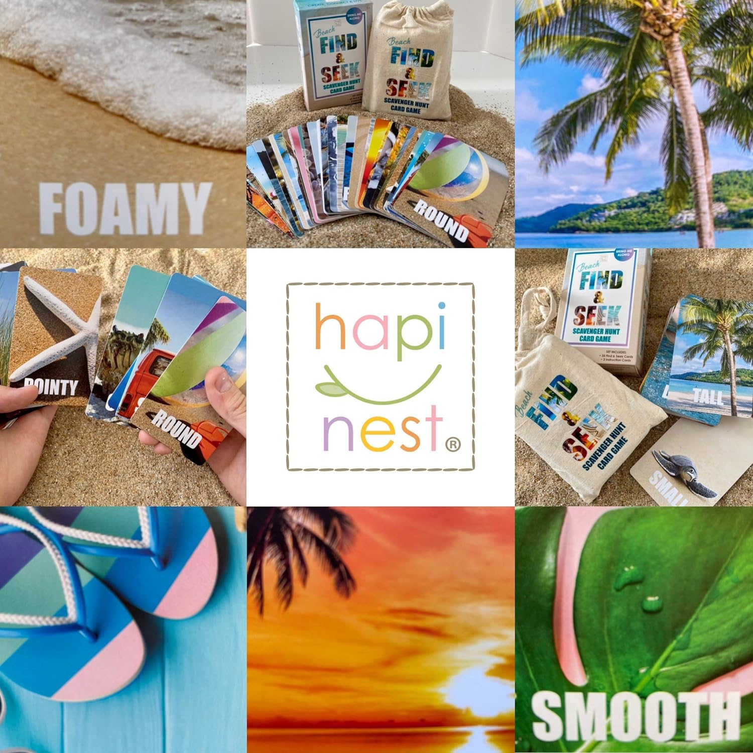 Hapinest Find and Seek Scavenger Hunt Outdoor Indoor Card Game for Kids, Beach Edition