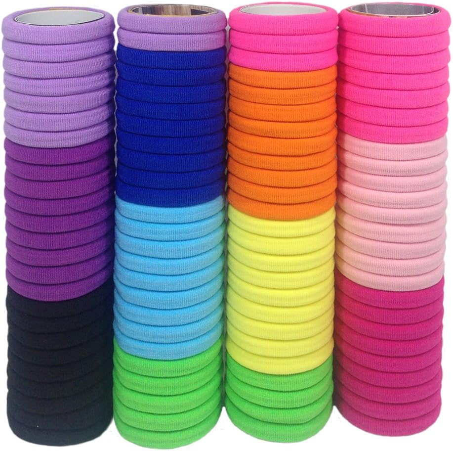 Baby Hair Ties for Kids Toddlers 100 PCS 10 Colors Small Seamless Hair Bands Ponytail Holder J-MEE