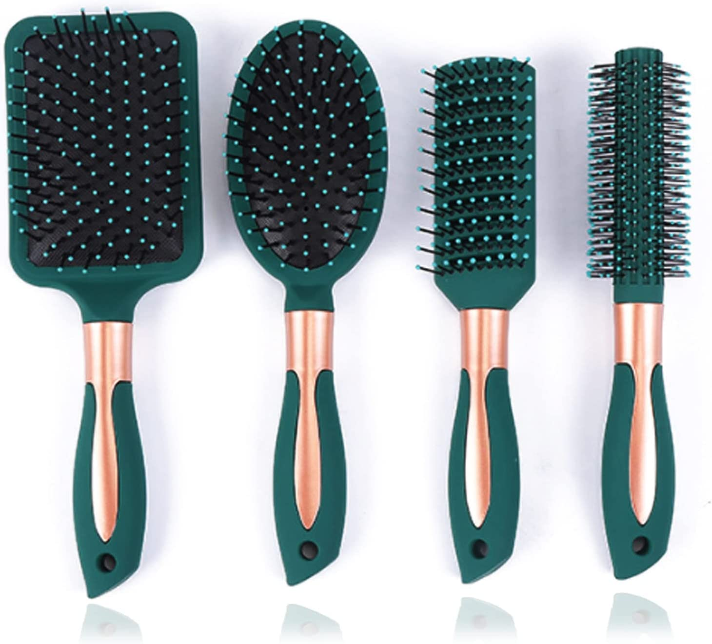 Uandhome 4 Pack Hair Brush Set anti Static Massage Oval Comb round Hair Scalp Massage Comb Vent Hair Brush Detangling Brush Paddle Brush for Women Men image number 3