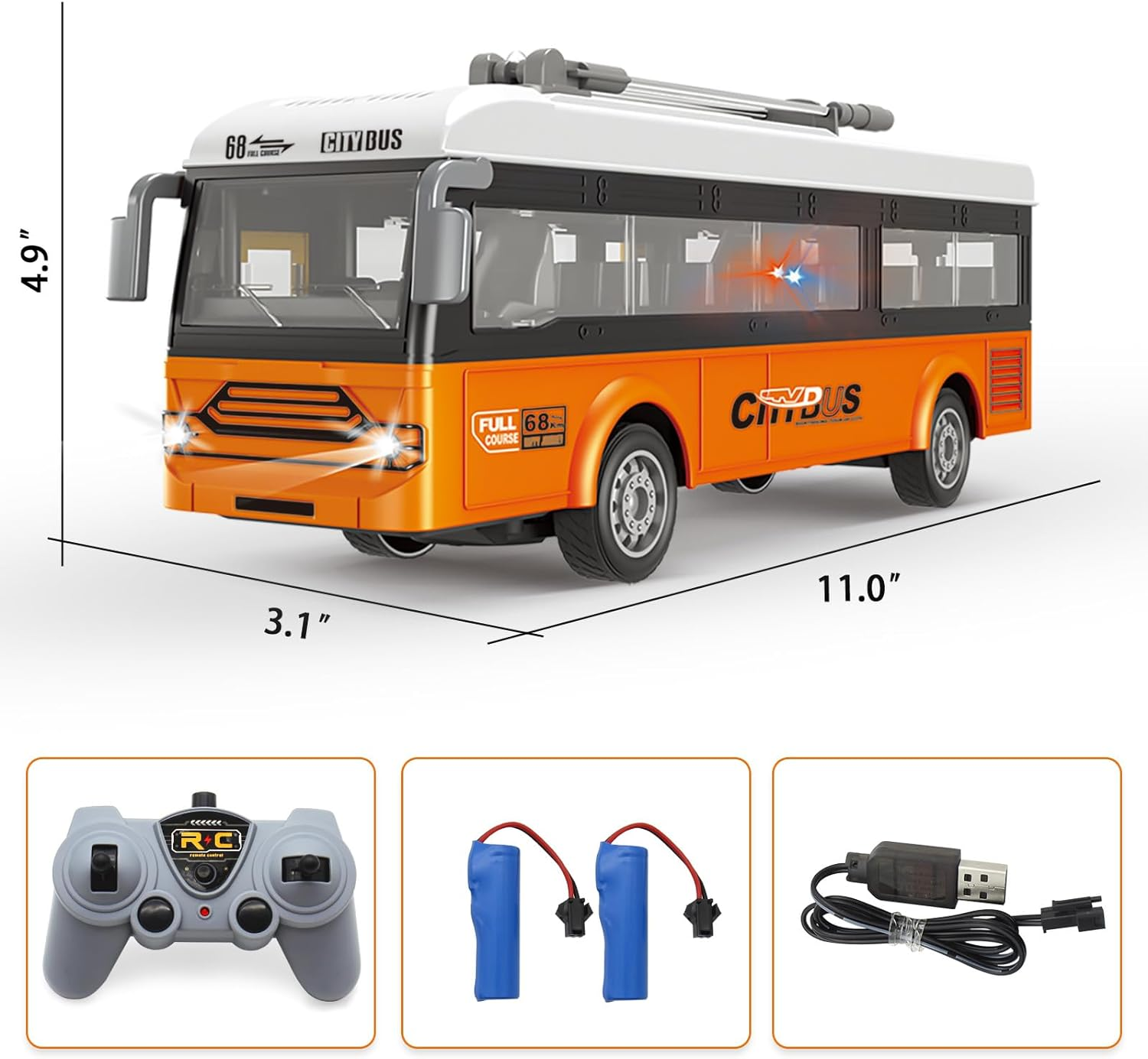 Spobot Remote Control Bus 2.4G Remote Control City Classic Bus Truck Model with Lights Sound Electric Vehicle Playsets Cars for Kids Toy image number 2
