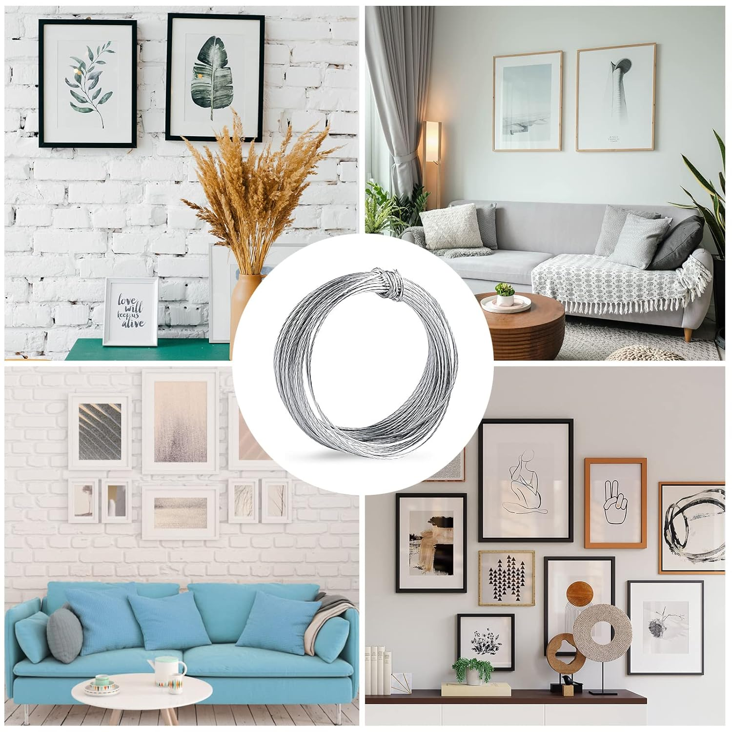 32.5Ft/10M Picture Hanging Wire, 1.5Mm/ 0.06Inch Heavy Duty Metal Frame Hanging Wire for Photo Artwork and Picture Hanging image number 3