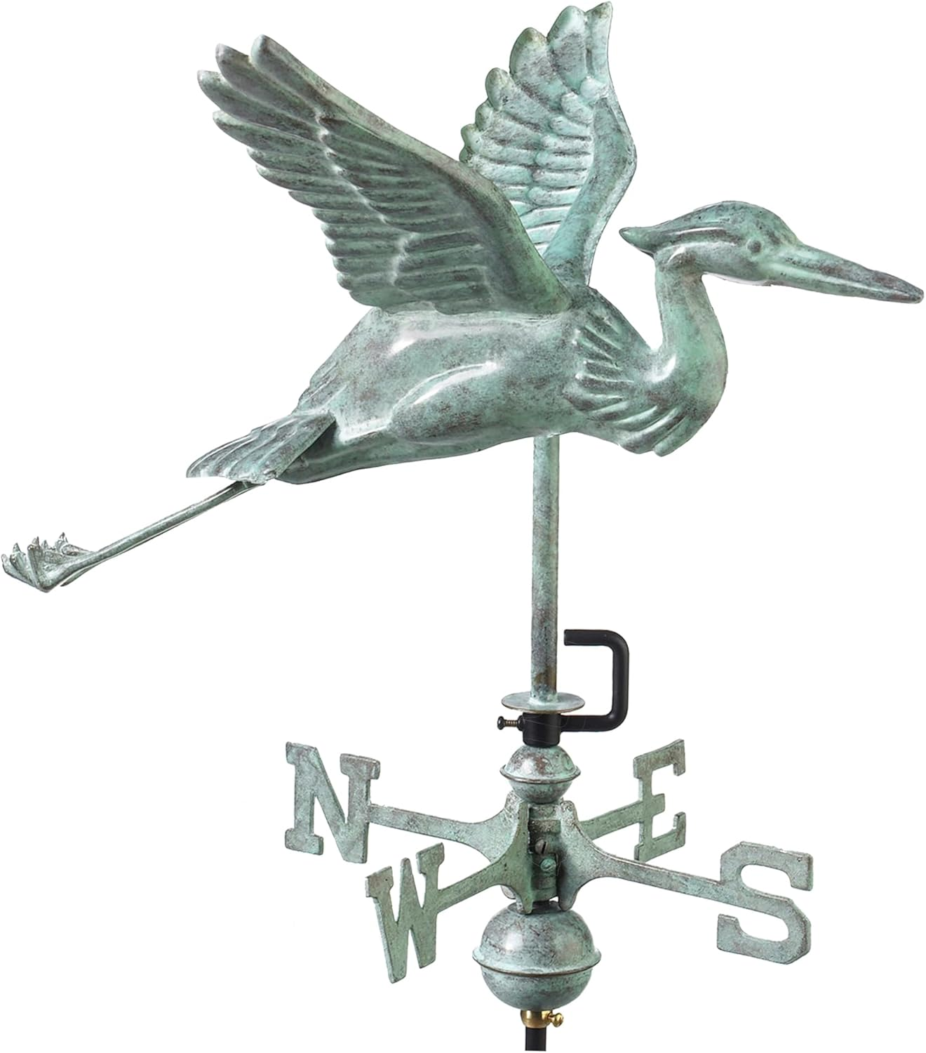 Good Directions Blue Heron Cottage Weathervane, Includes Roof Mount, Blue Verde Copper, Patina