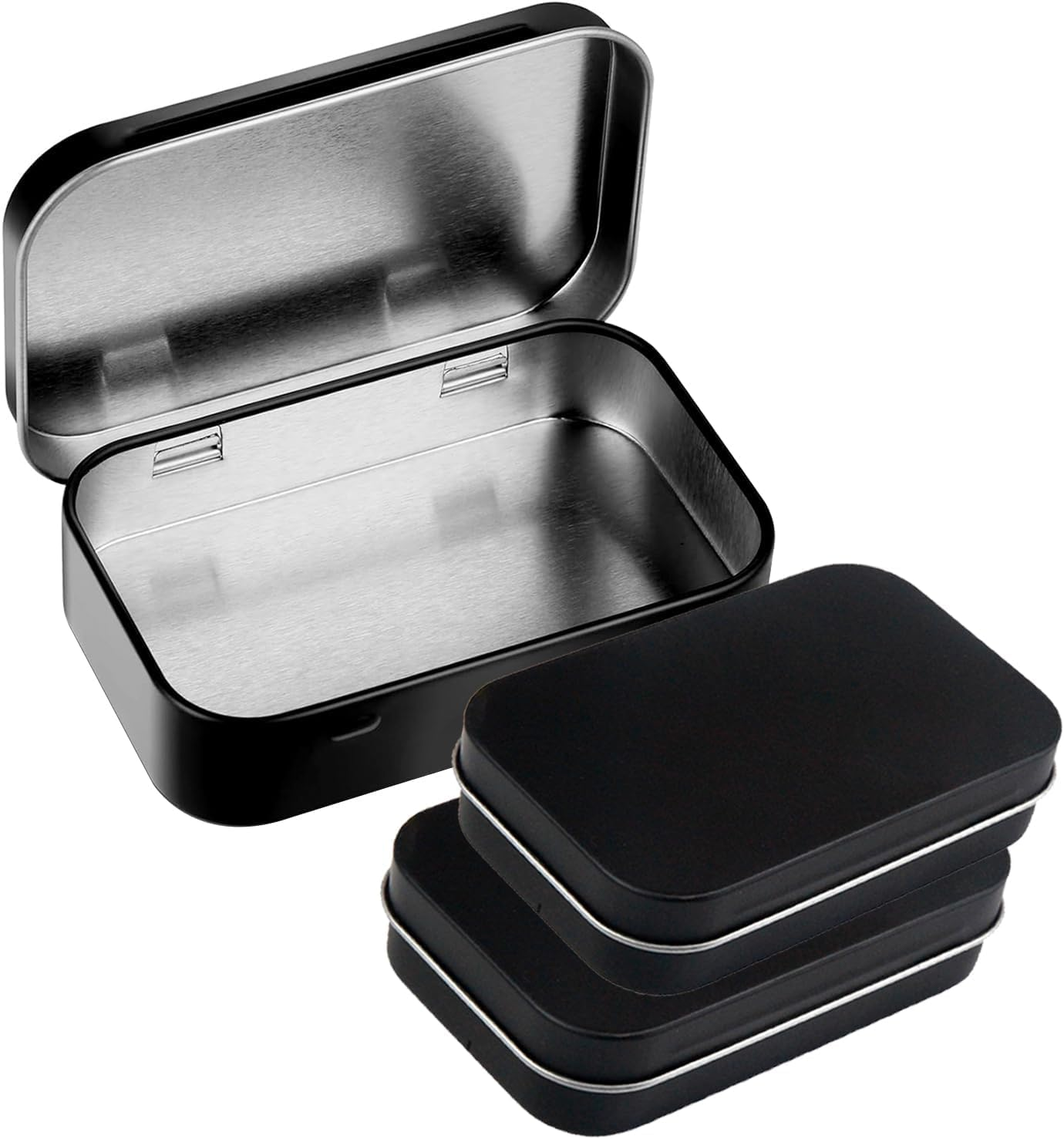 Vikrami 3-Pack Tin Box Candy Key Earrings Coin Metal Storage Boxes (Black)