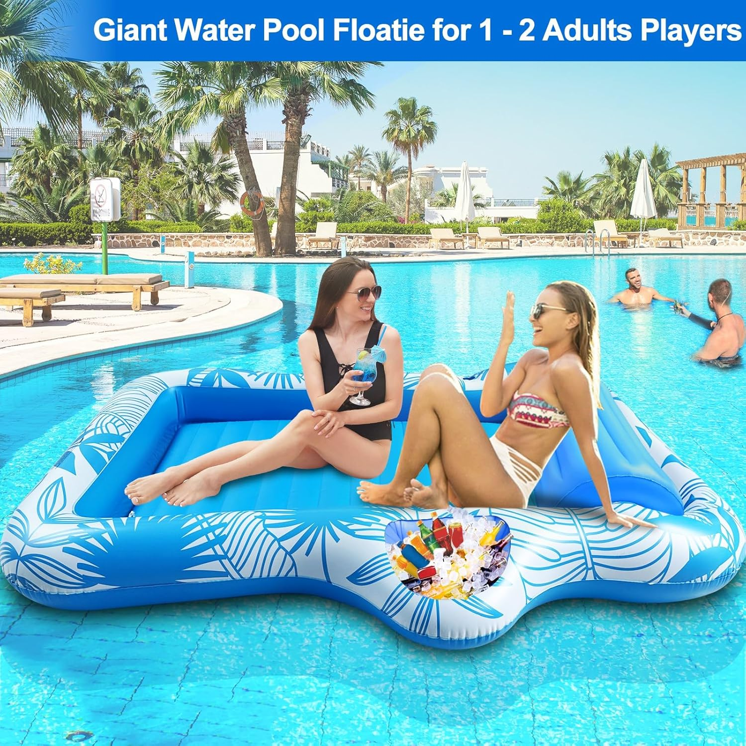 TURNMEON Inflatable Pool Float Sunbathing Lounge Floaties Raft with Cup Holder image number 5