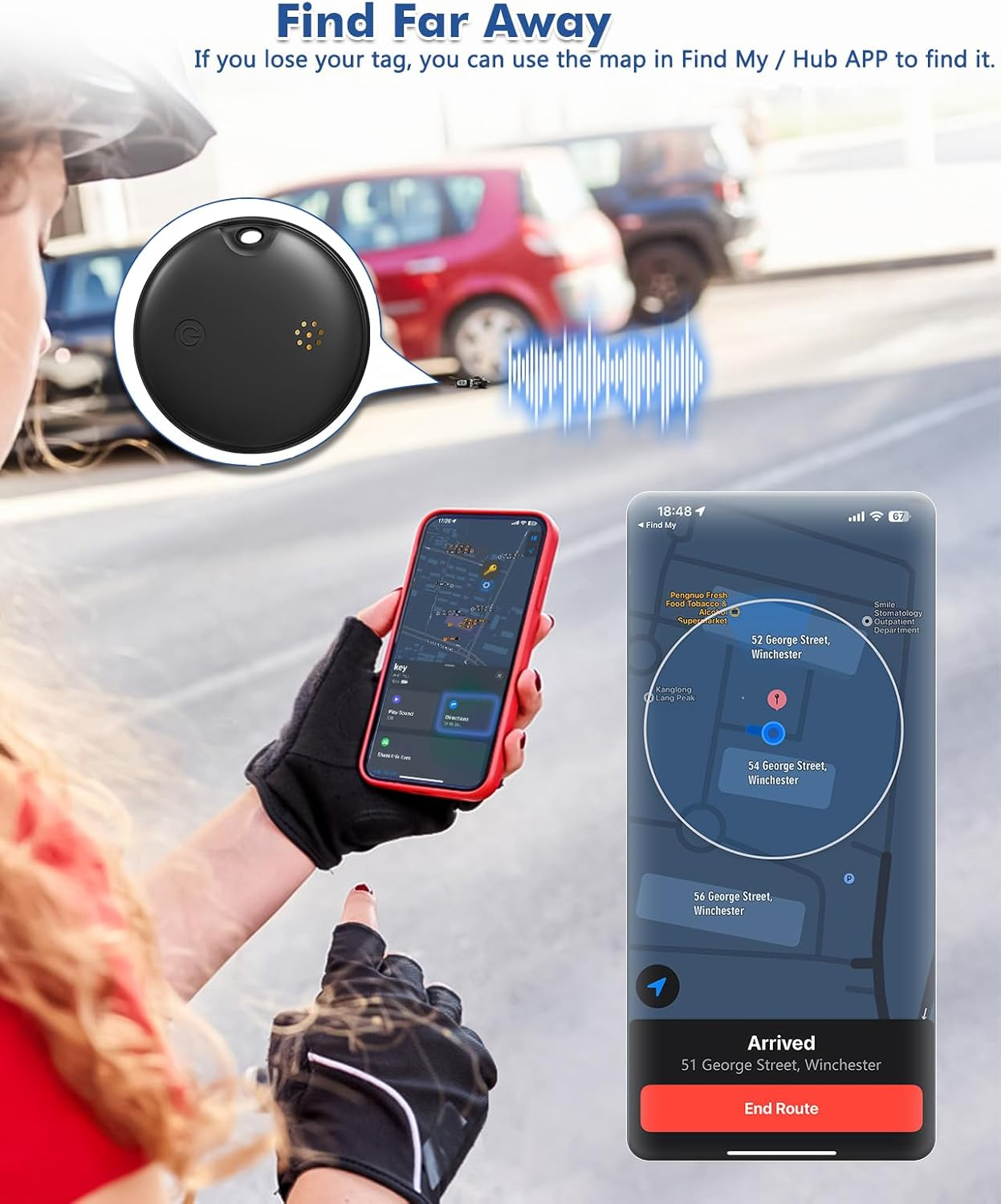 Dual System Item Tracker Tag for Android or Ios Iphone, Work with Apple Find My Google Find Hub, Item Locator for Luggage Backpack Key Etc 4 Pack Black image number 4