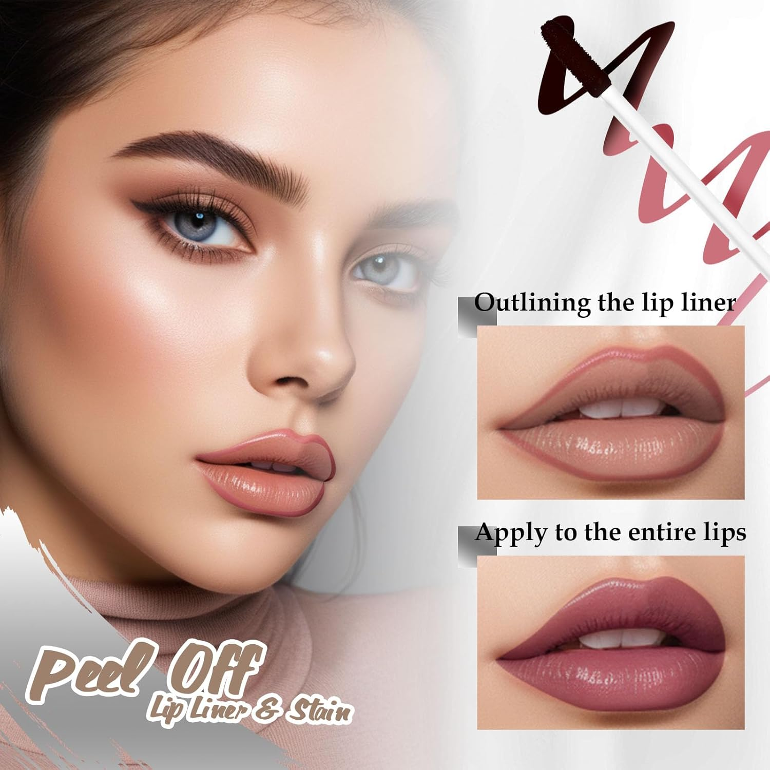 DAGEDA Peel off Lip Liner Stain, Tattoo Lip Liner Peel off Lip Stain with Tweezer, Transfer Proof, Waterproof, Long Lasting Lip Stain, Highly Pigmented Matte Finish Lip Tint Stain (Romance) - Sweet image number 3