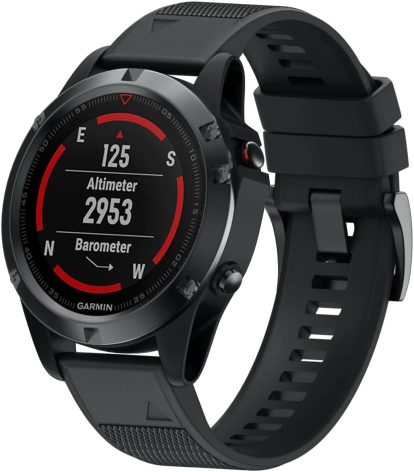 ANCOOL Compatible with Fenix 5/6/7 Band, Easy Fit 22Mm Width Soft Silicone Watchband Replacement for Garmin Fenix 5 Plus/Fenix 7 Pro/Fenix 6 Pro Smartwatch (Black) image number 3