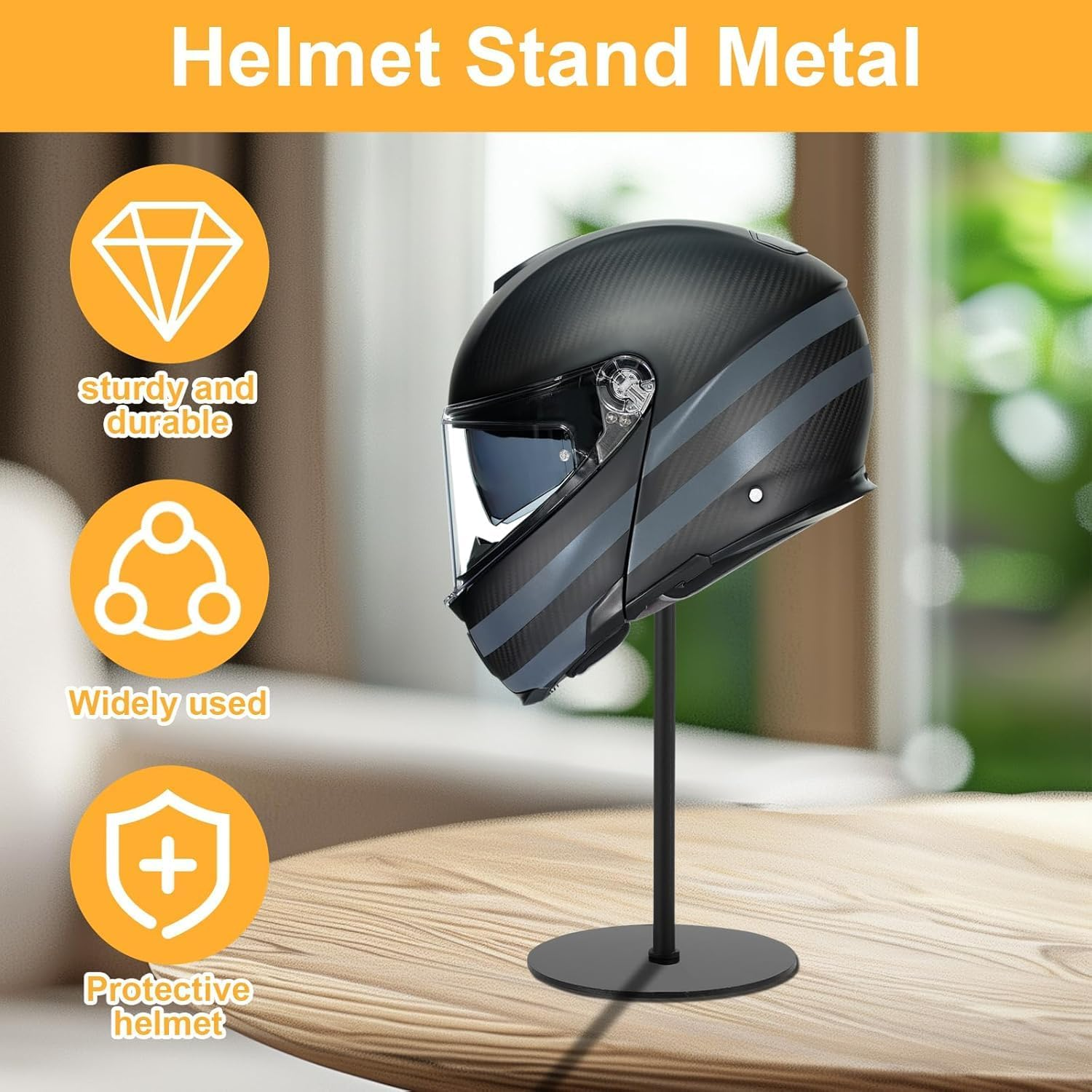 Helmet Stand, Rotating Desktop Hanger Helmet Display Stand, Suitable for Motorcycle Helmets, Hats and Rugby Helmets image number 3