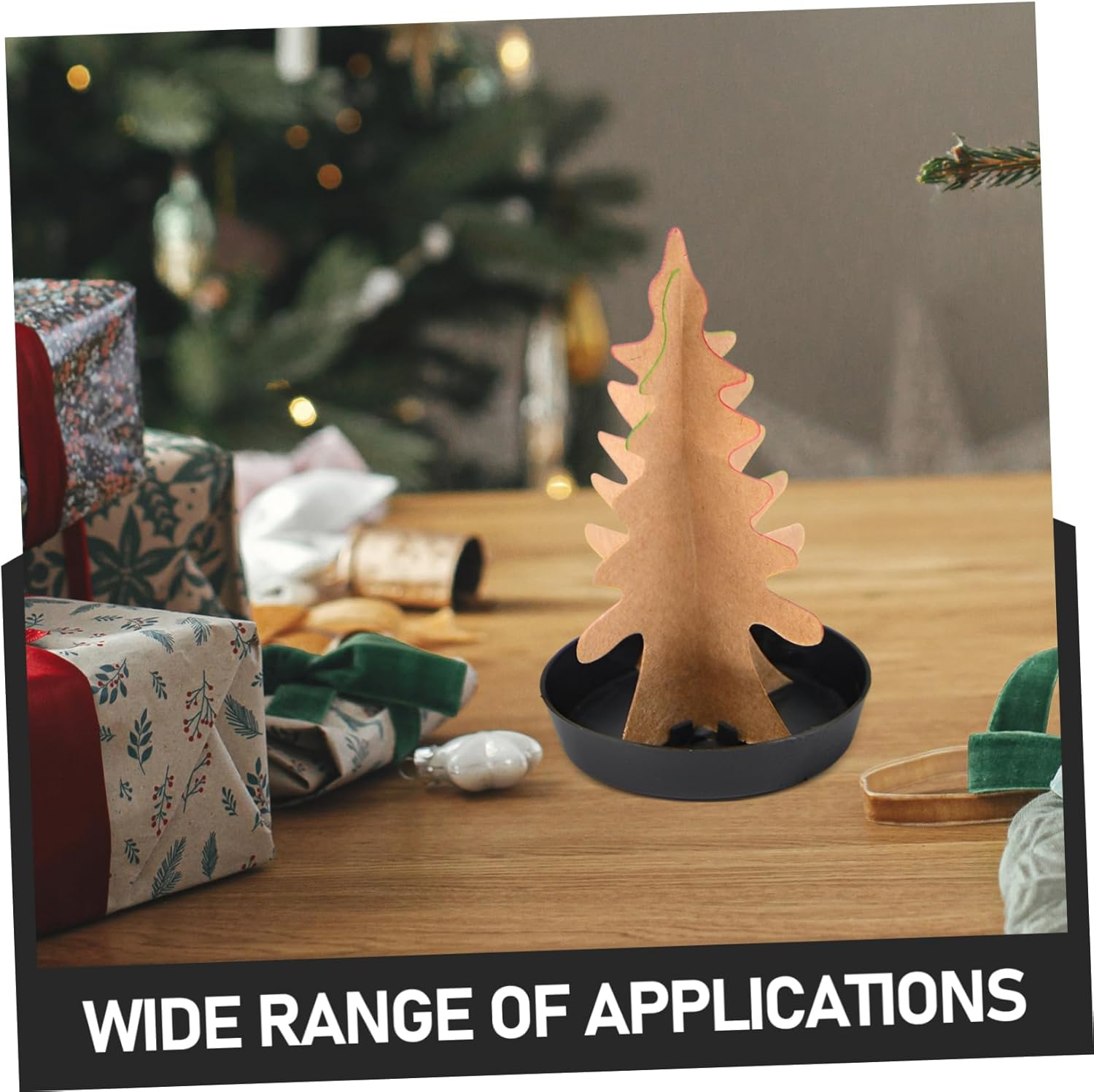 48Pcs Miniature Paper Christmas Tree Trays Mini Christmas Tree Disc Base for DIY Indoor Use image number 4