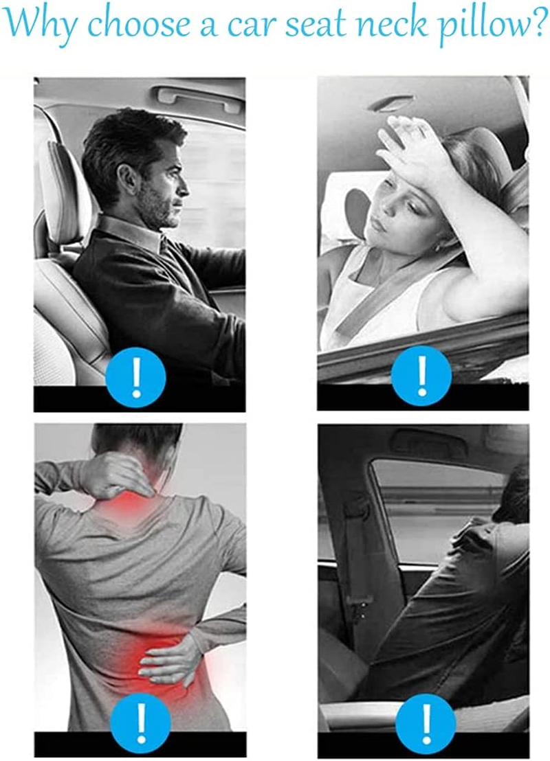 Car Seat Neck Cushion, Car Cushion for Driver'S Seat with Adjustable Strap, Space Memory Foam Car Cushion for Ice Silk, Breathable Car (Black)