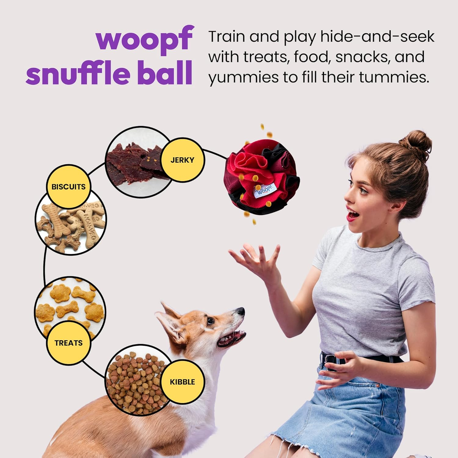 Snuffle Ball for Dogs - Soft Interactive Toy for Mental Enrichment, Slow Feeding, Boredom & Stress Relief, Foraging - Thick & Durable Polar Fleece Treat Ball for Dogs - 7.9", Large, Strawberry image number 3