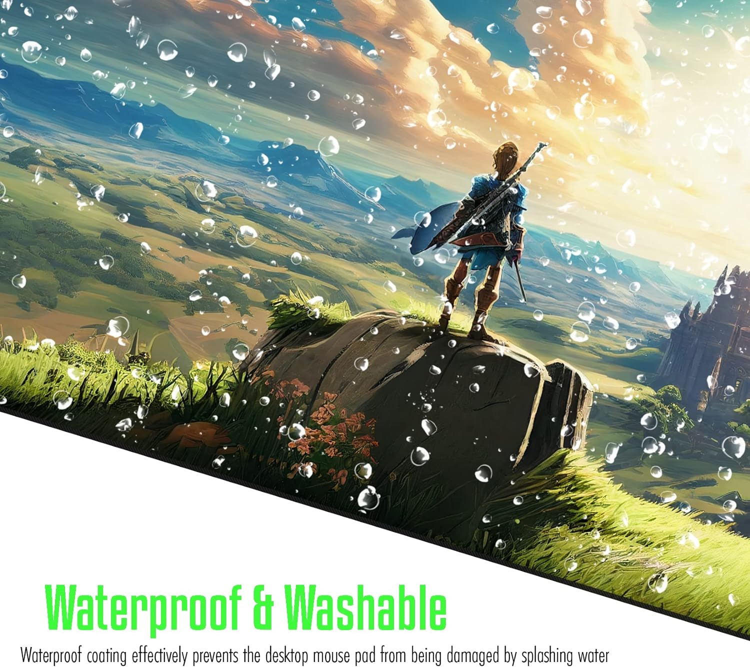 VNDL Gaming Mouse Pad XXL Extra Large Extended Non Slip - Anime Gaming Mouse Mat, Green, Black, Microfiber Cloth, Rubber, 31.5 X 15.7 In image number 1