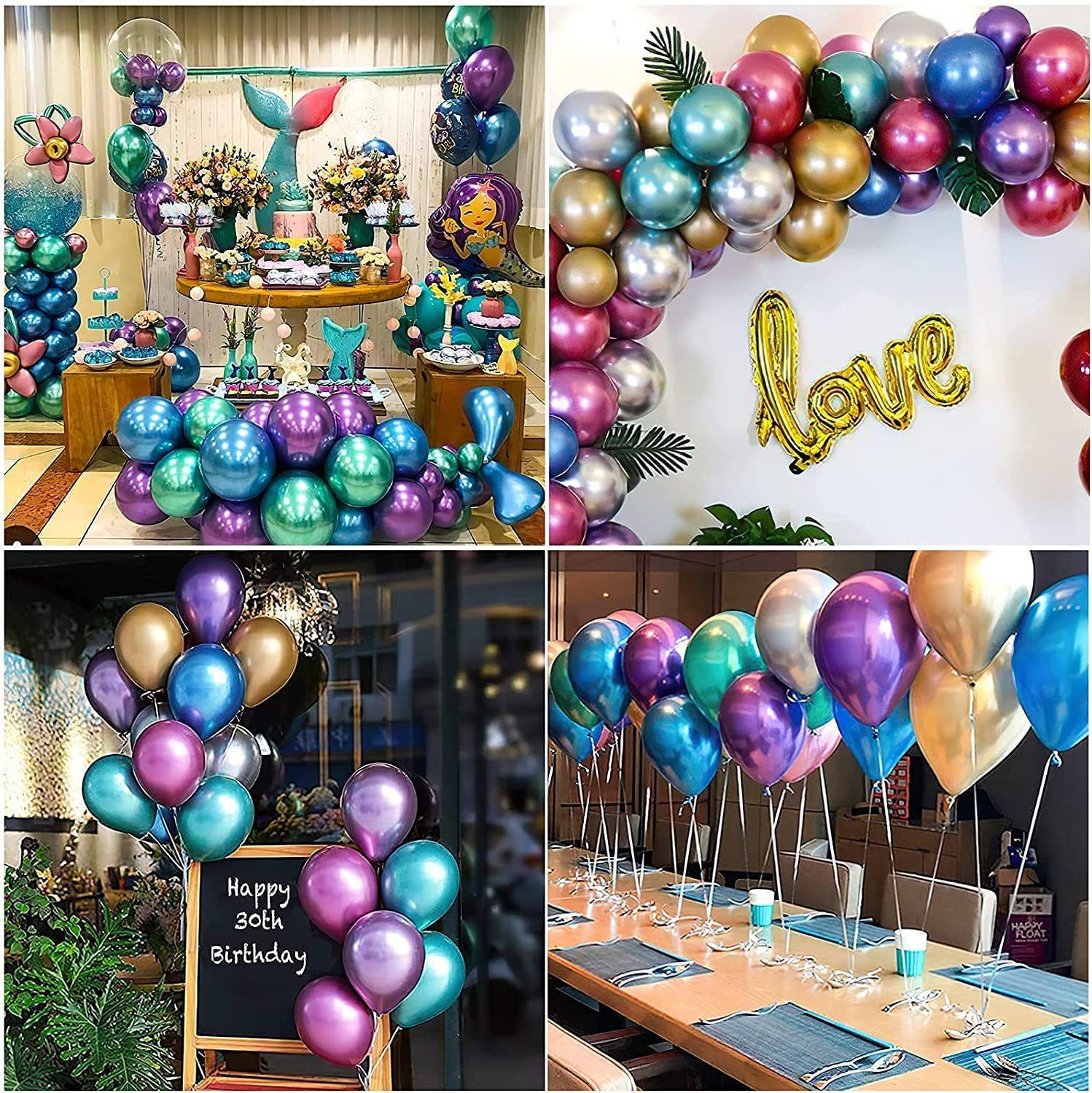 Colorful Party Balloons 100Pcs 10Inch Chrome Metallic Helium Balloons for Birthday Party Decoration and Garland Arch Decoration Wedding Birthday Christmas Party image number 5