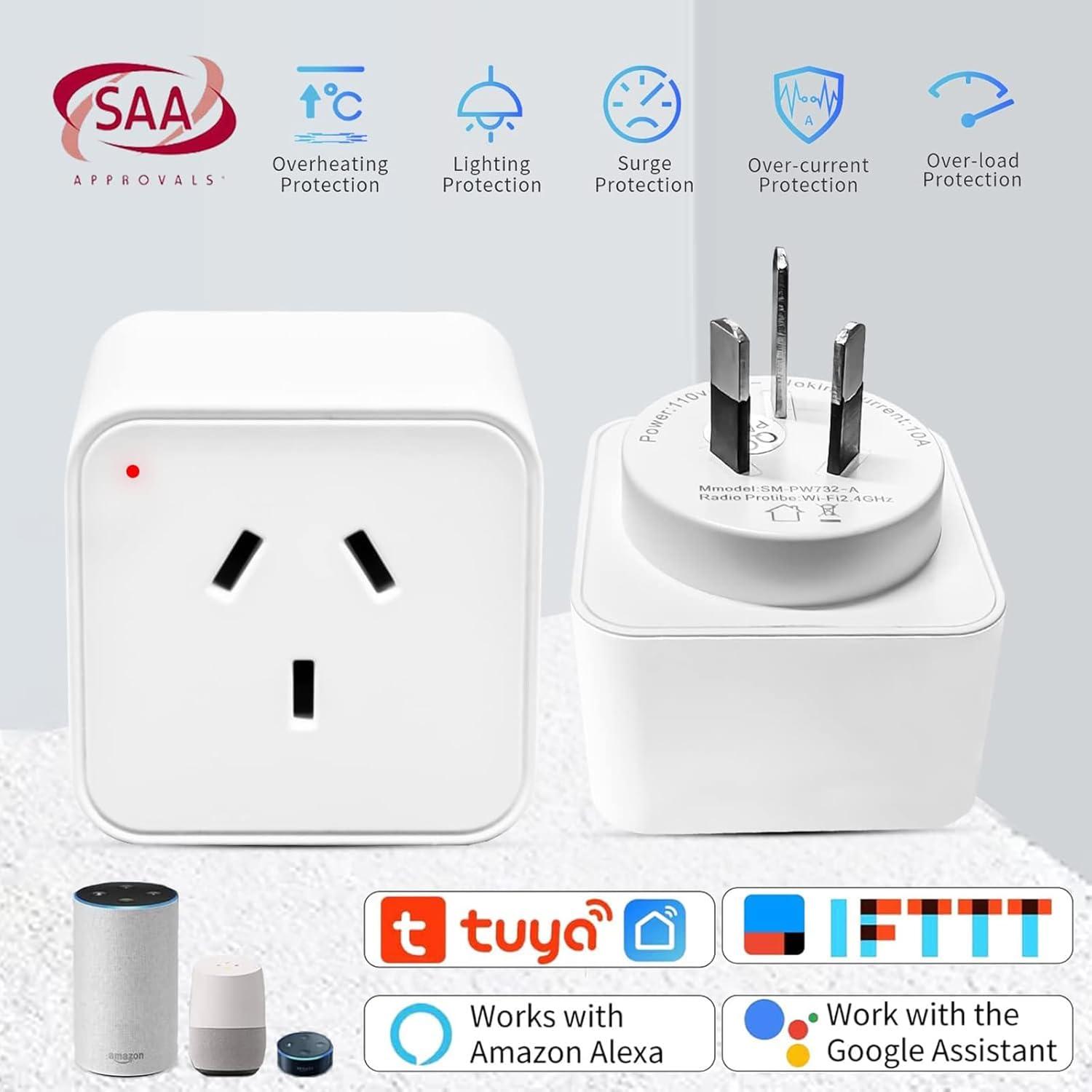 XENON Zigbee Smart Plug Mini, Wifi Outlet for Home Automation, Remote & Voice Control, Compatible with Alexa, Google, Home Assistant, and Smartthiiings, 2 Pack - Wifi-732-2 Pack image number 5