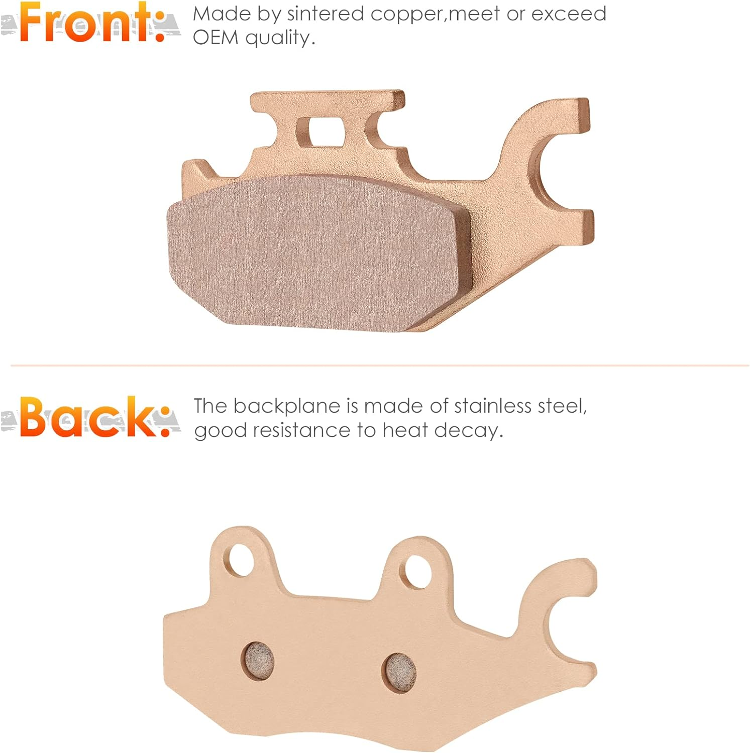 Front & Rear Sintered Brake Pads Set for Yamaha Raptor 700, 700R, Raptor 700 SE 2006, 2007-2012, 3 Sets Front and Rear Brake Pads image number 5