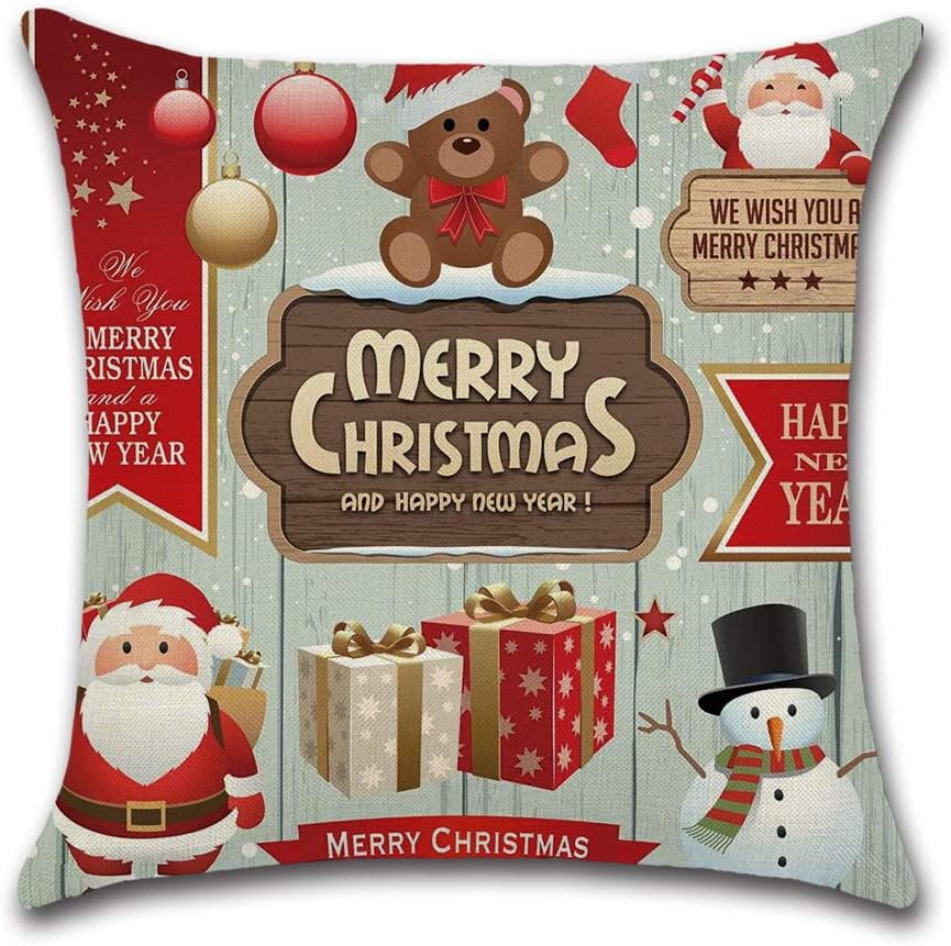 Christmas Theme Decoration - Throw Pillow Case Cushion Cover Linen Home 18X18In - Christmas image number 5