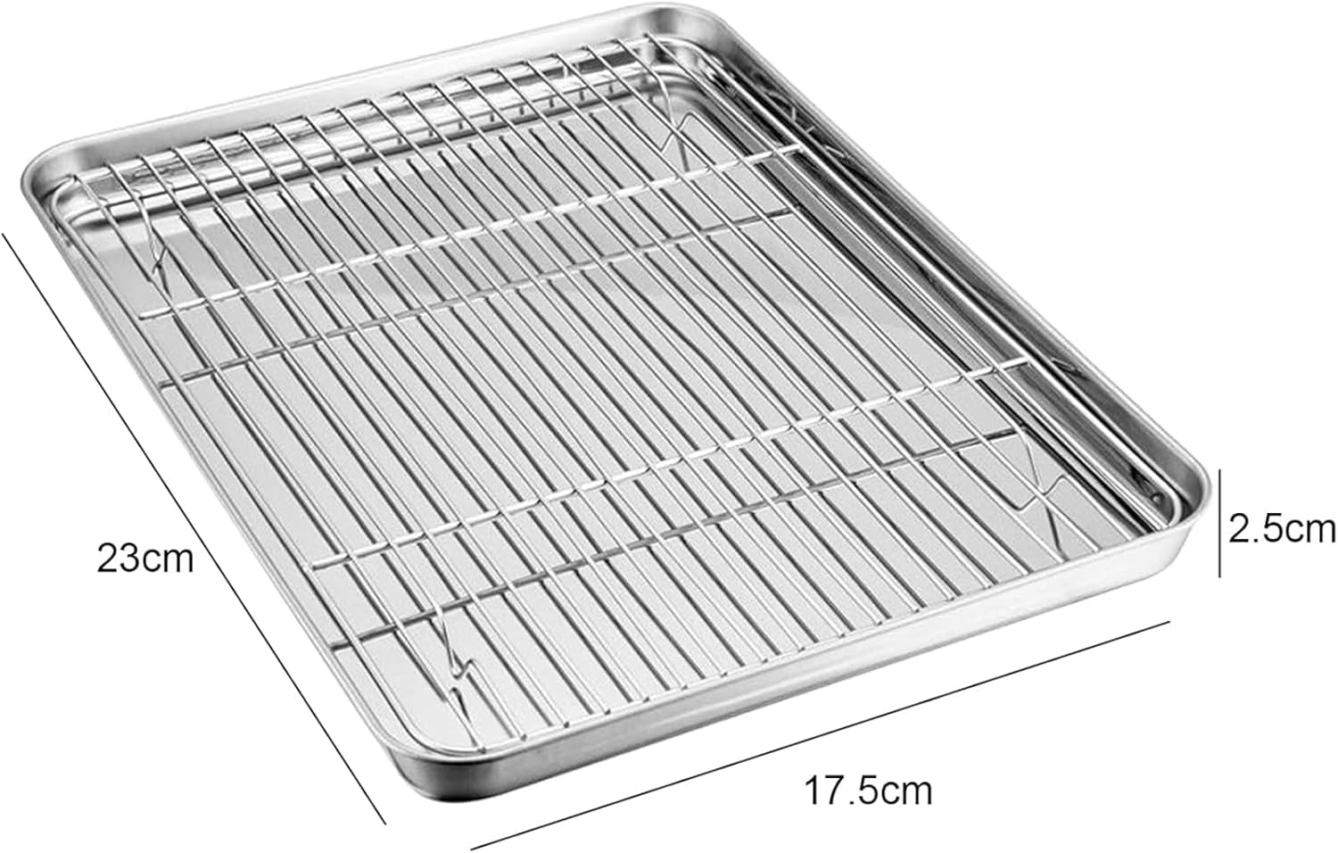 9 X 6.9 X 0.98 Inch Baking Sheets and Racks Set, Stainless Steel Baking Sheet Oven Tray and Cooling Gridrack for Cookies and Meats(Pans + Racks)