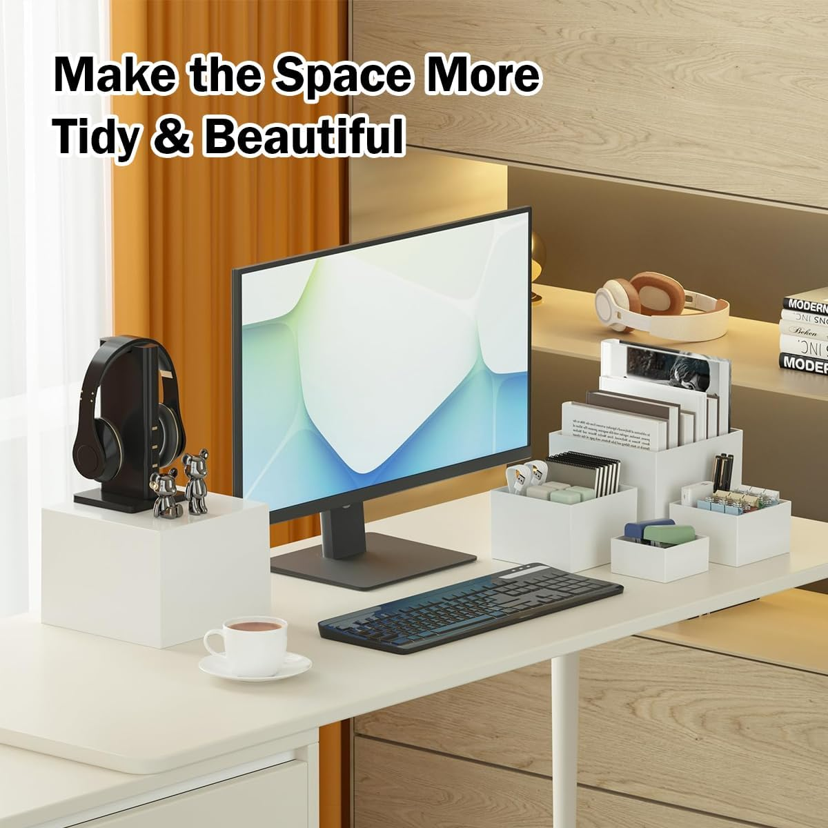 Blissify 8 Pack Buffet Risers, Acrylic Boxes for Display, Square Cube Food Display Stand with Mini Signs for Party, Cupcake, Candy, Brunch, Jewelry, Decor, White image number 1