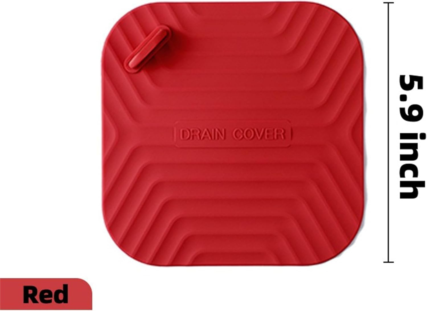 MAOYONG Shower Drain Cover Tub Stopper - Square Silicone Floor Drain Cover for Bathroom, Bathtub Stopper Drain Plug Cover, Kitchen Sink Drain Stopper 5.9 Inch Red 1PCS image number 1